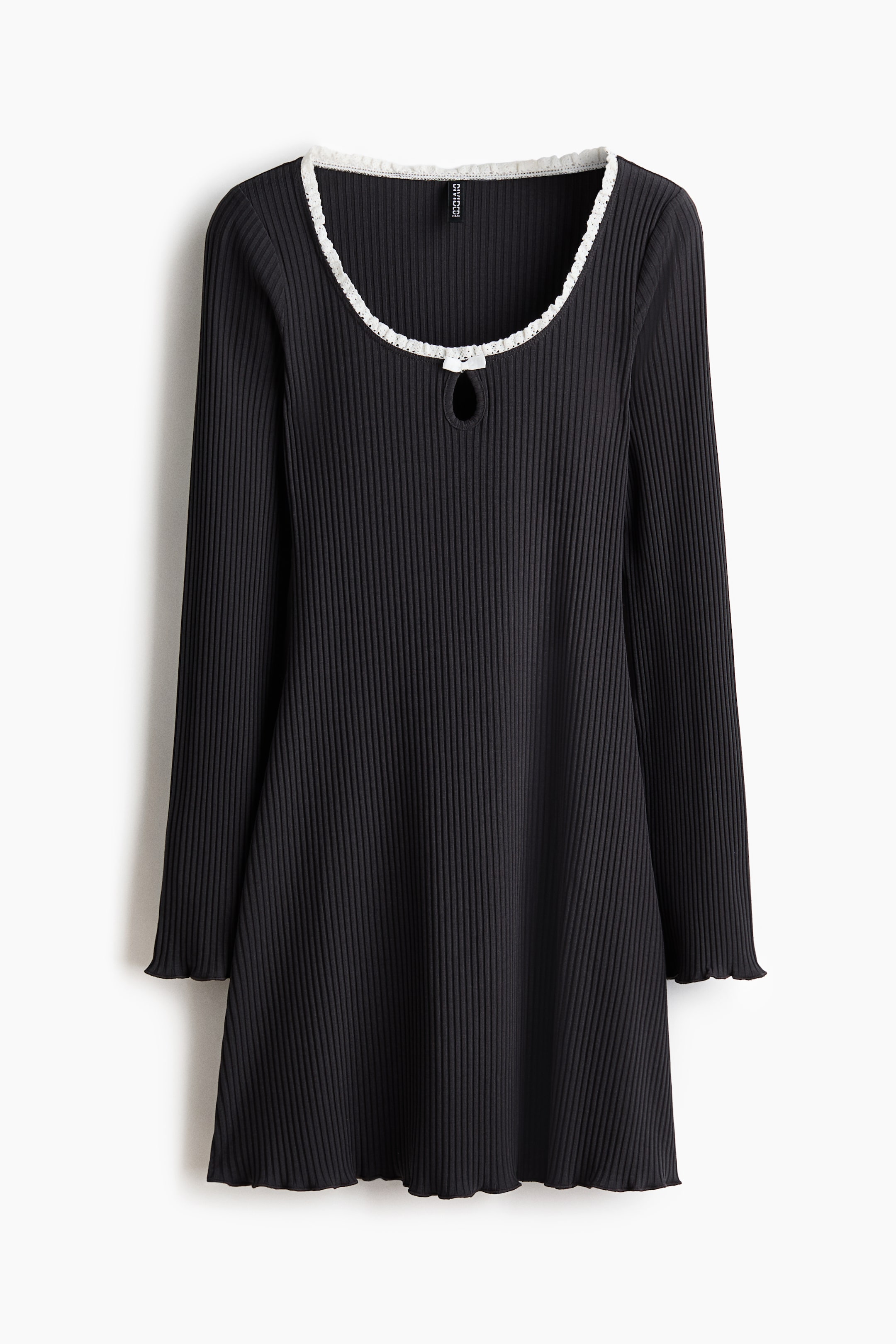 Xem ảnh lớn hơn: Váy gân nổi cổ chữ U - Màu xám đậm - Ladies | H&M VN 4