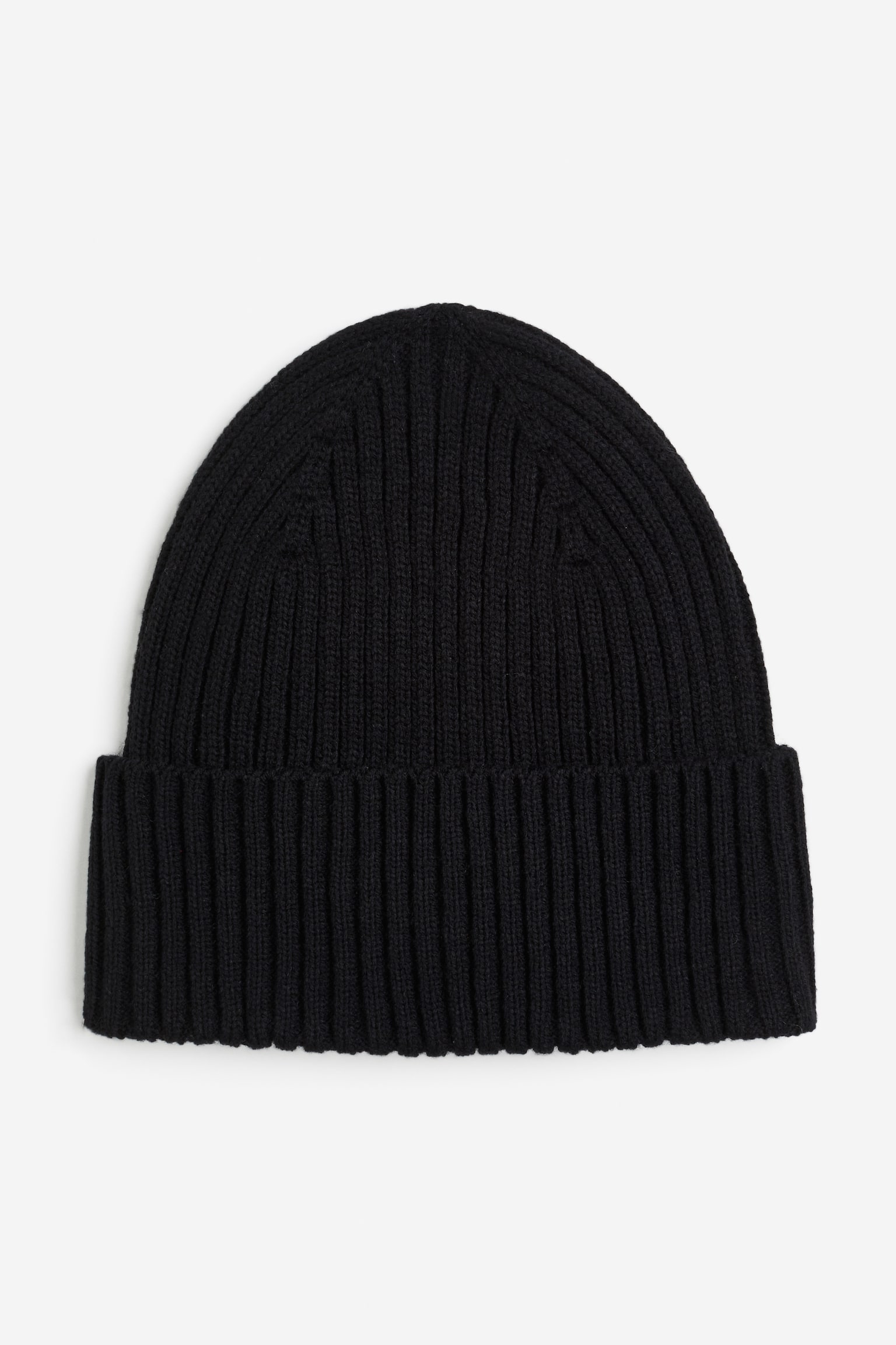 Rib-knit hat - Black/Natural white - 1