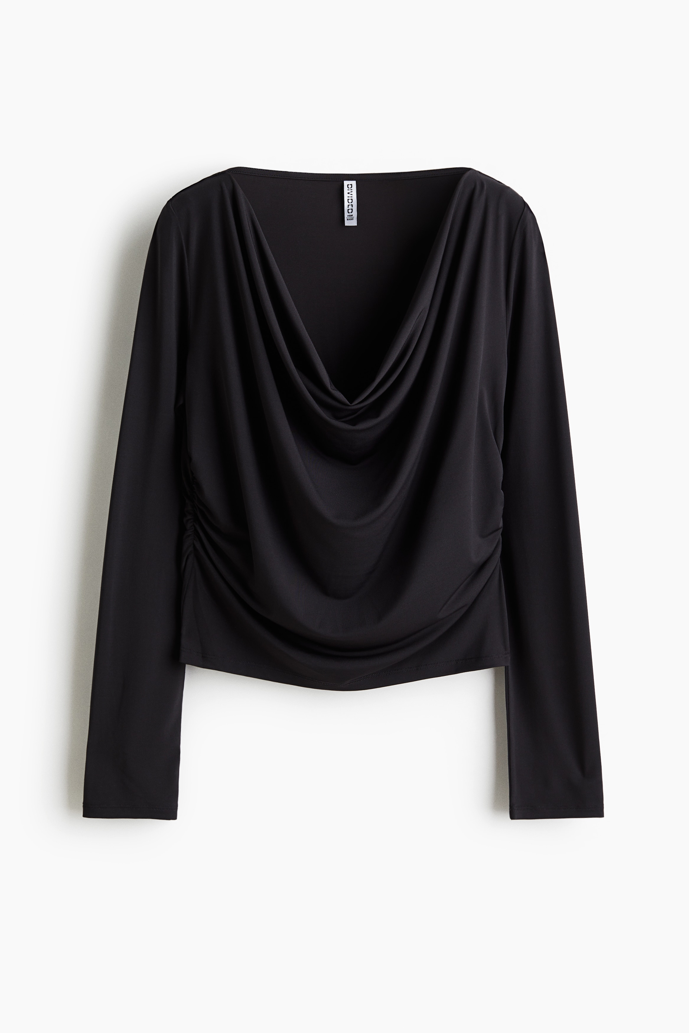 Bluză drapată din jerseu - Gri-închis/Roșu-burgund/Maro-închis