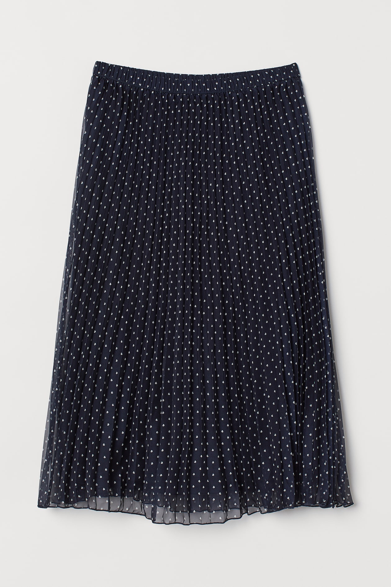 Pleated Skirt - High waist - Midi - Dark blue/hearts - Ladies | H&M US