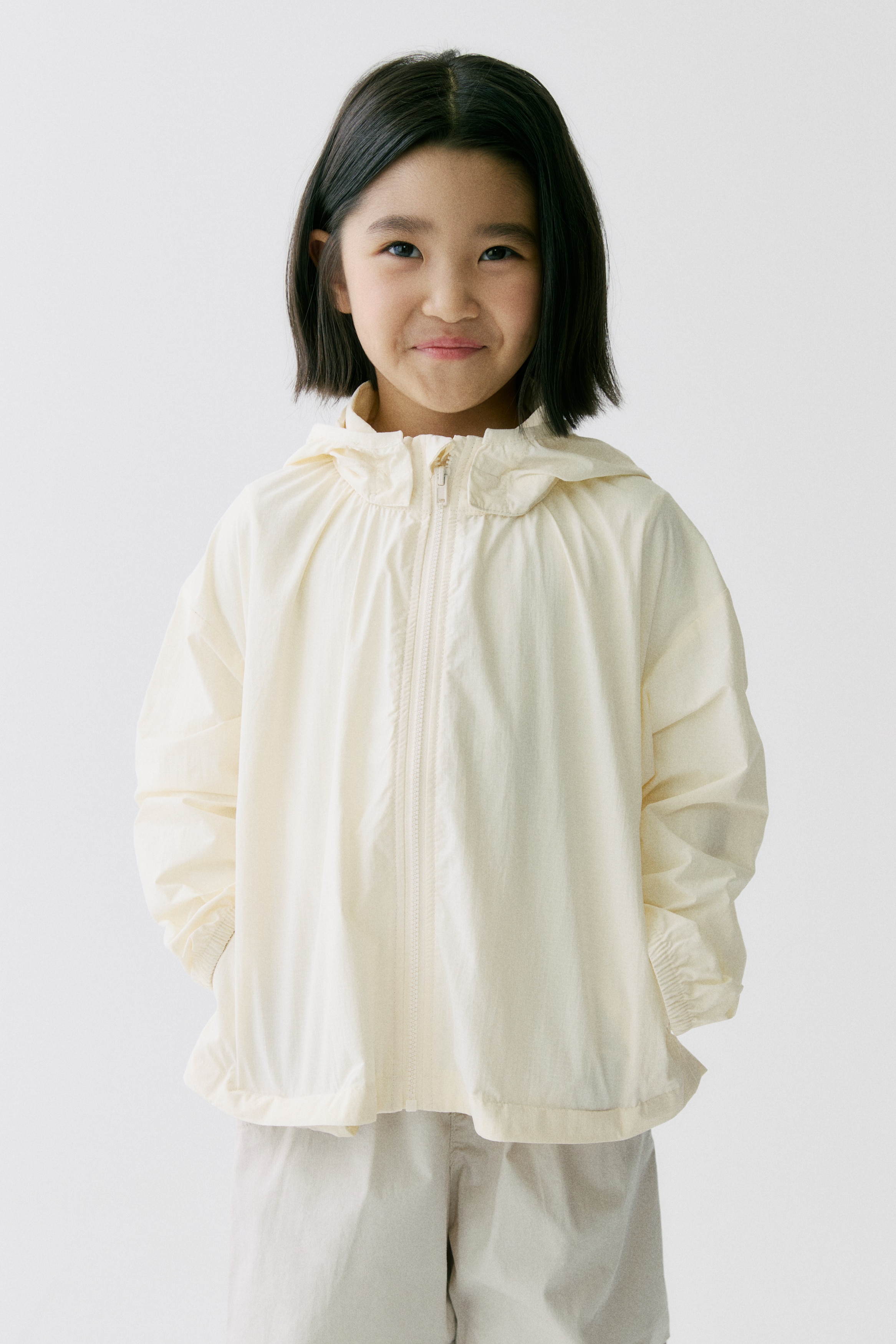 Hooded Windbreaker - Cream/Light turquoise/Light purple