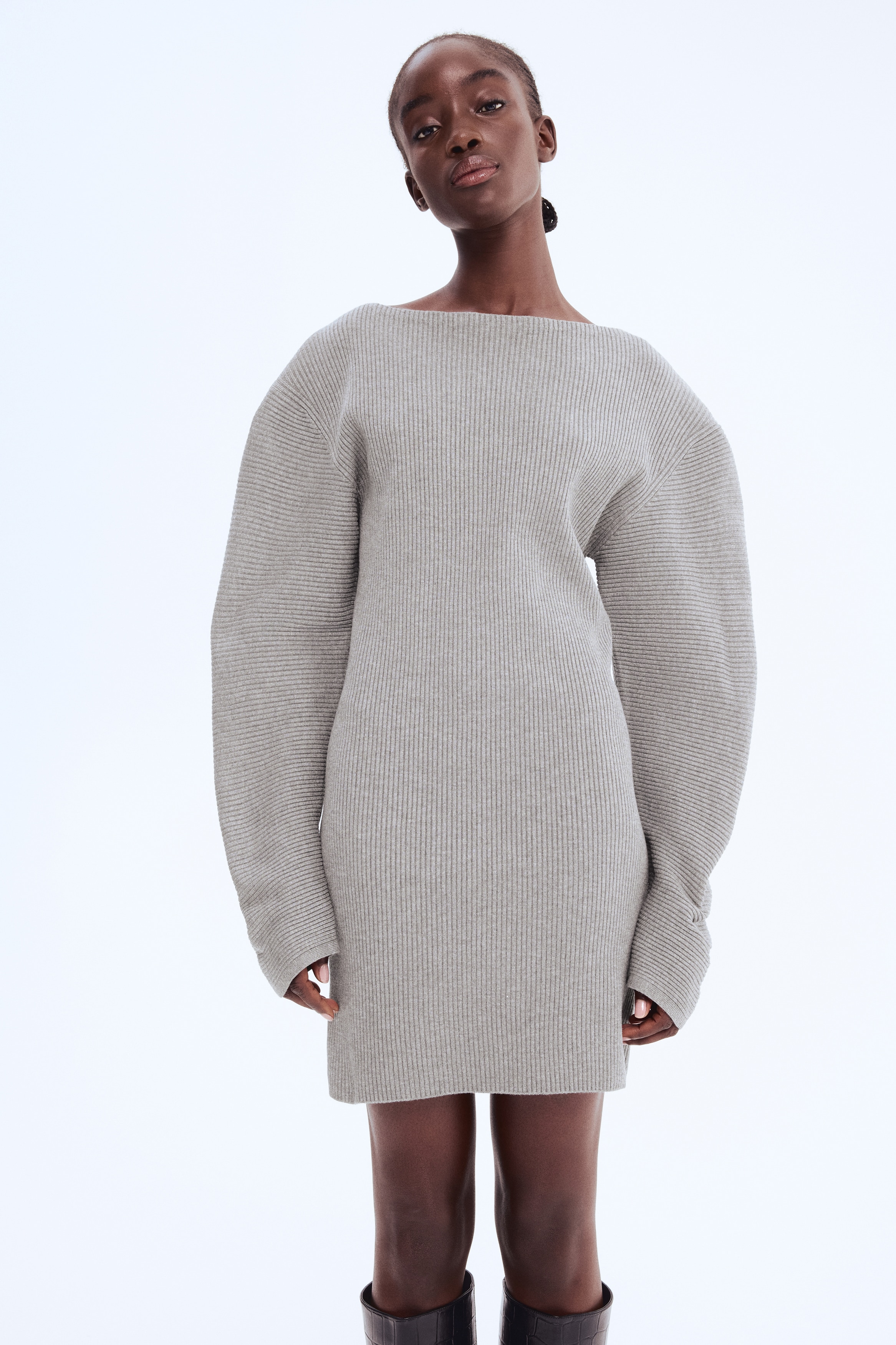Rib-Knit Dress - Gray melange - Ladies | H&M US