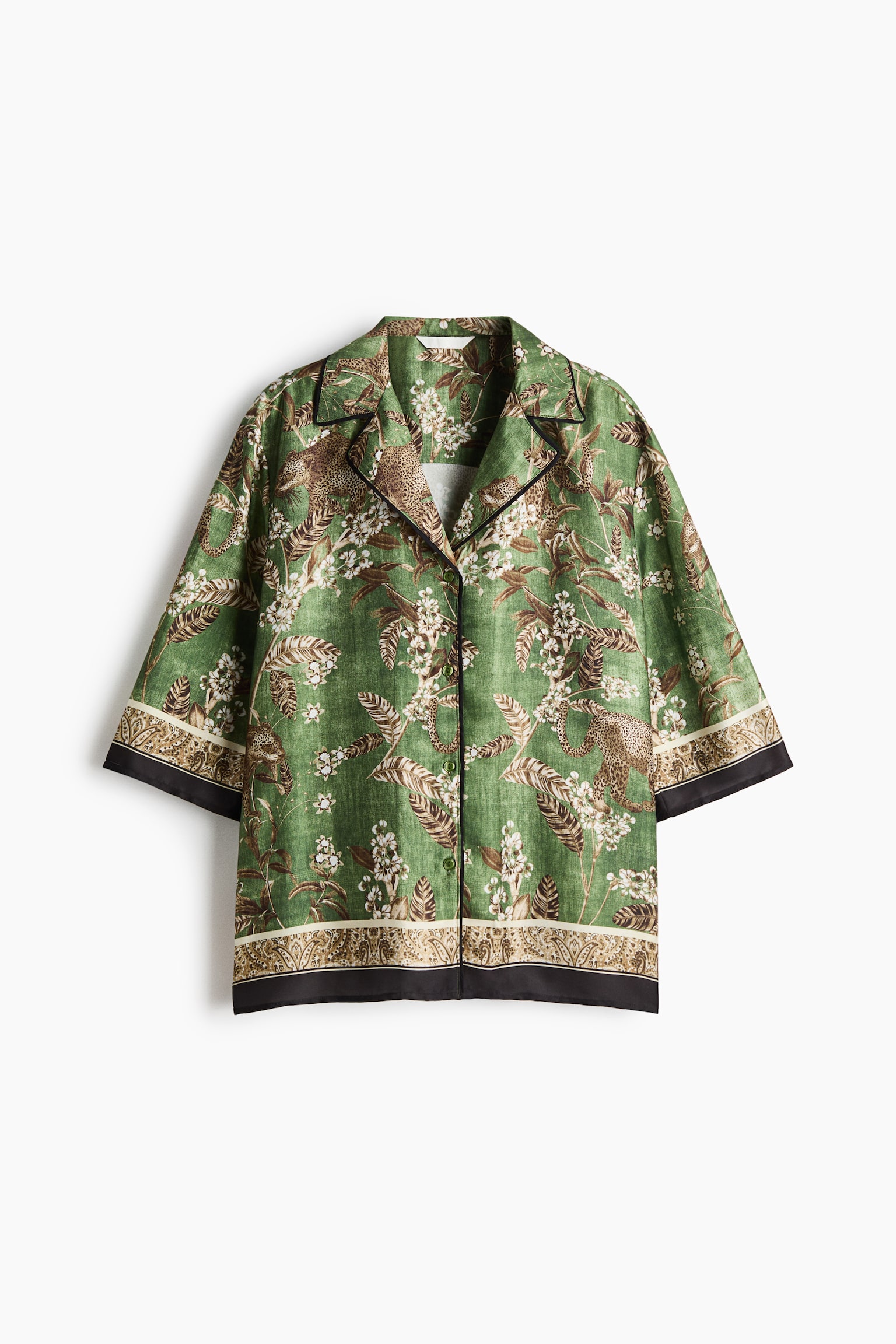 Printed resort shirt - Green/Leopards - 2