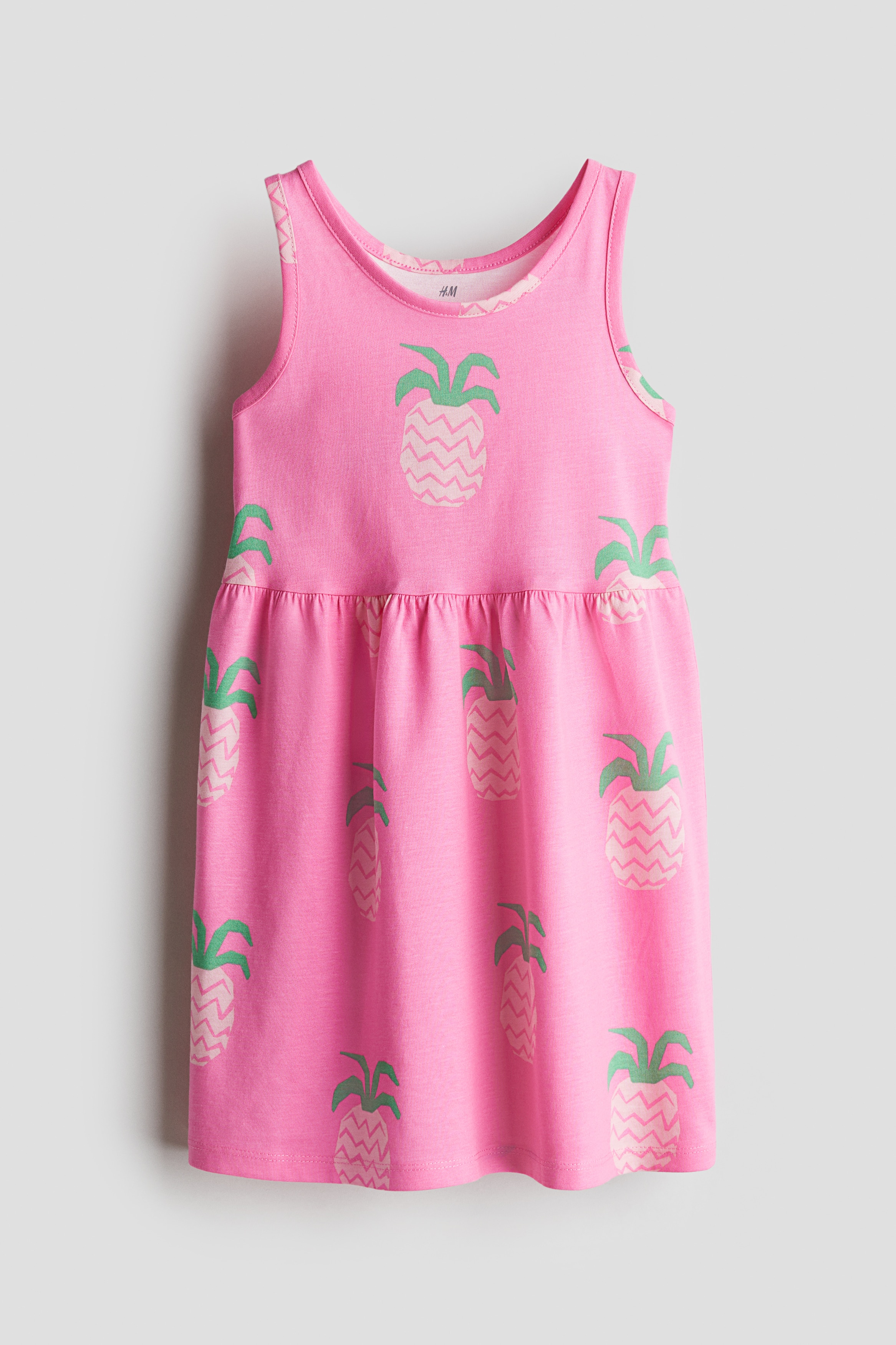 Kuviollinen puuvillamekko - Roosa/Ananakset/Vaaleanroosa/Rusetit/Keltainen/Sitruunat/Valkoinen/Seeprapainatus/Vaaleansininen/Rusetit