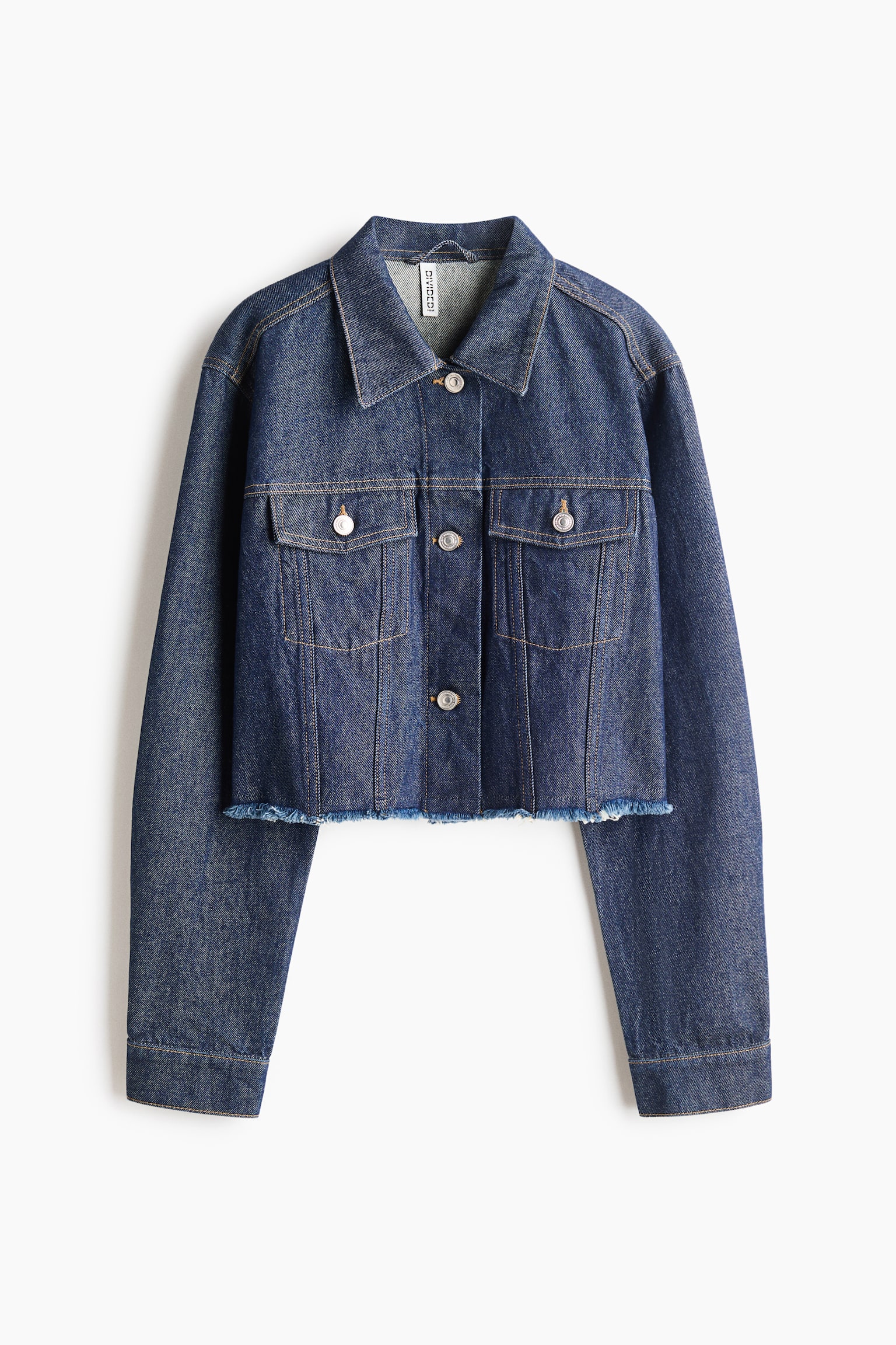 Cazadora denim cropped-Azul denim oscuro - 2