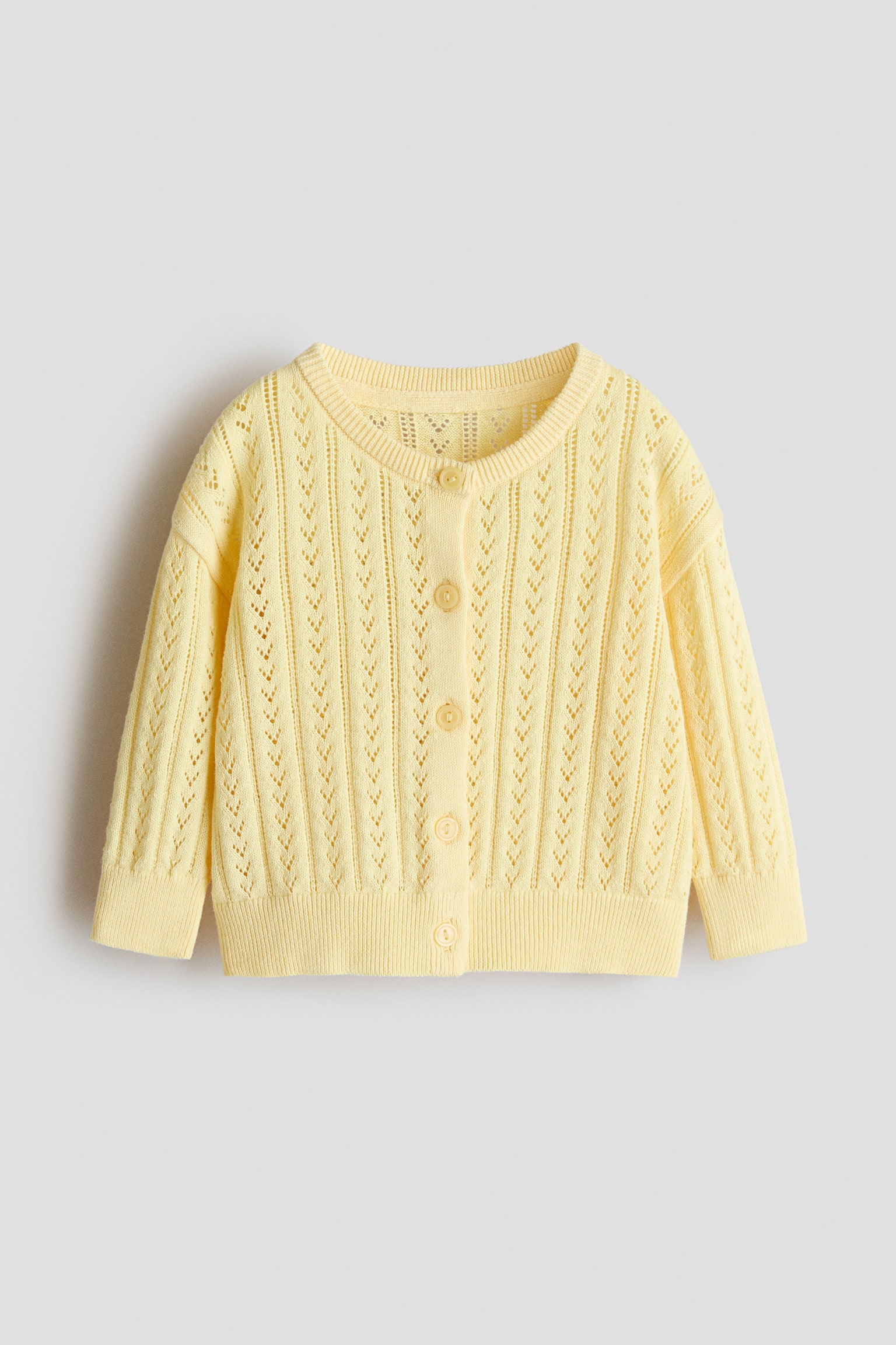 Βαμβακερή ζακέτα με πλεκτό μοτίβο - Κίτρινο/Ανοιχτό ροζ/Λευκό