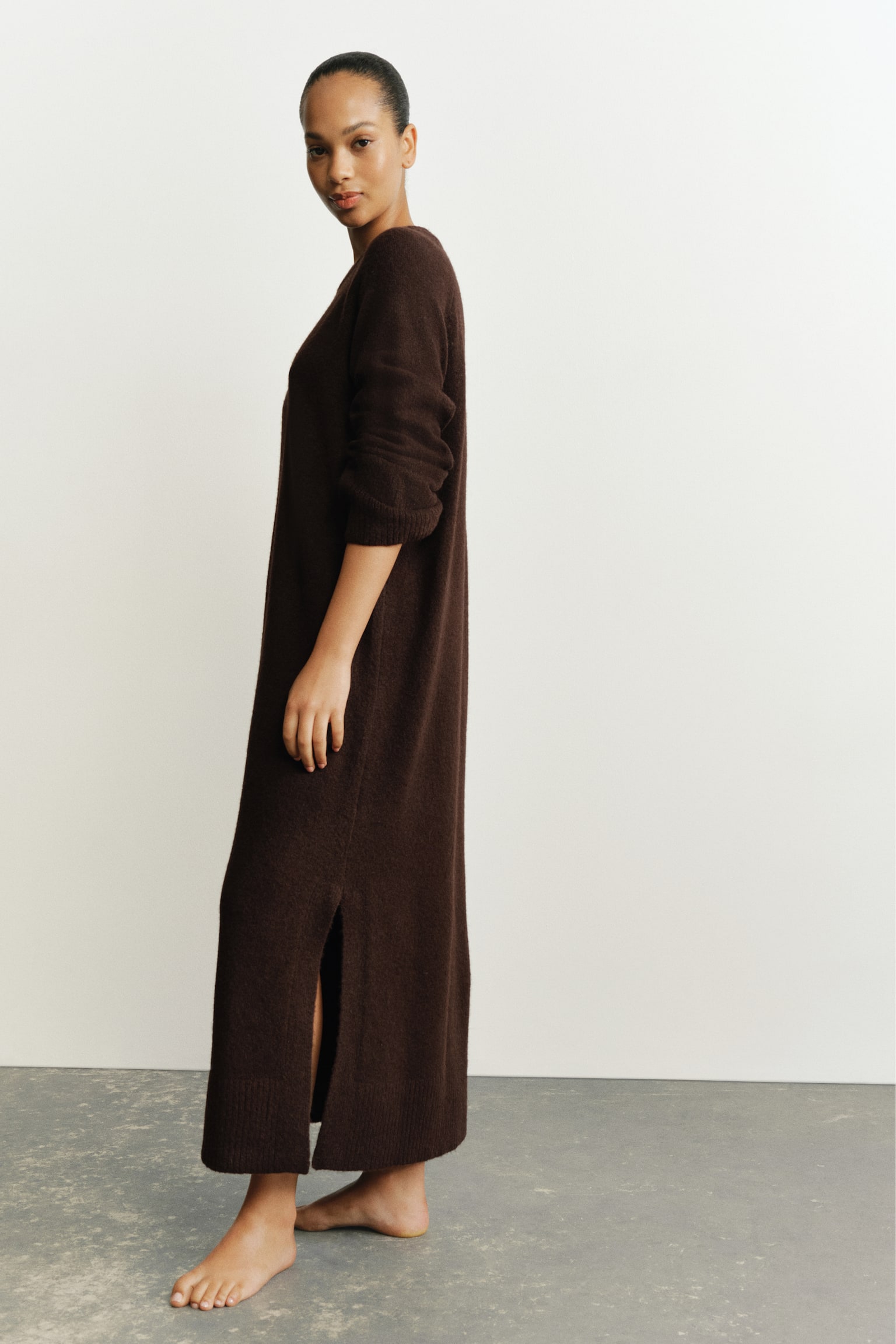 Женское платье H&M Knit Maxi, цвет: Тёмный коричневый — фото 4