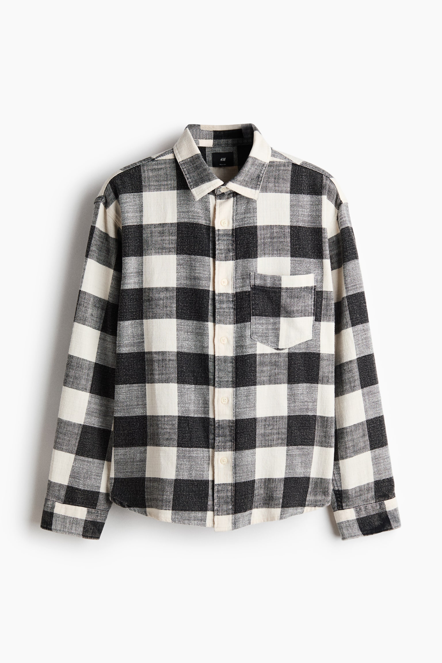 Relaxed-Fit Cotton Shirt - White/plaid/Red/plaid - 1