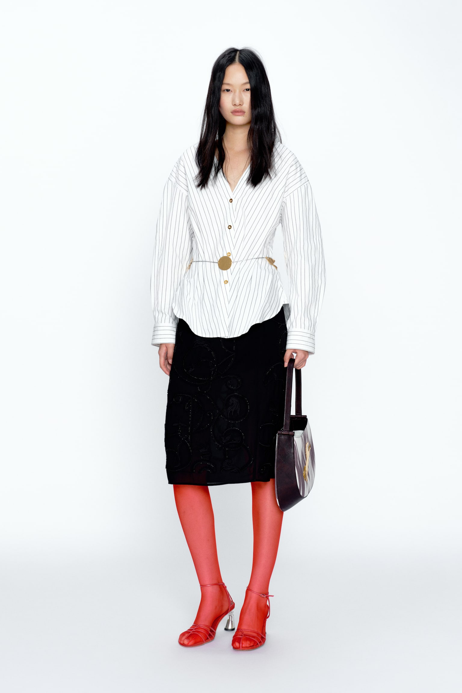 Bead-embroidered skirt - Black - 6