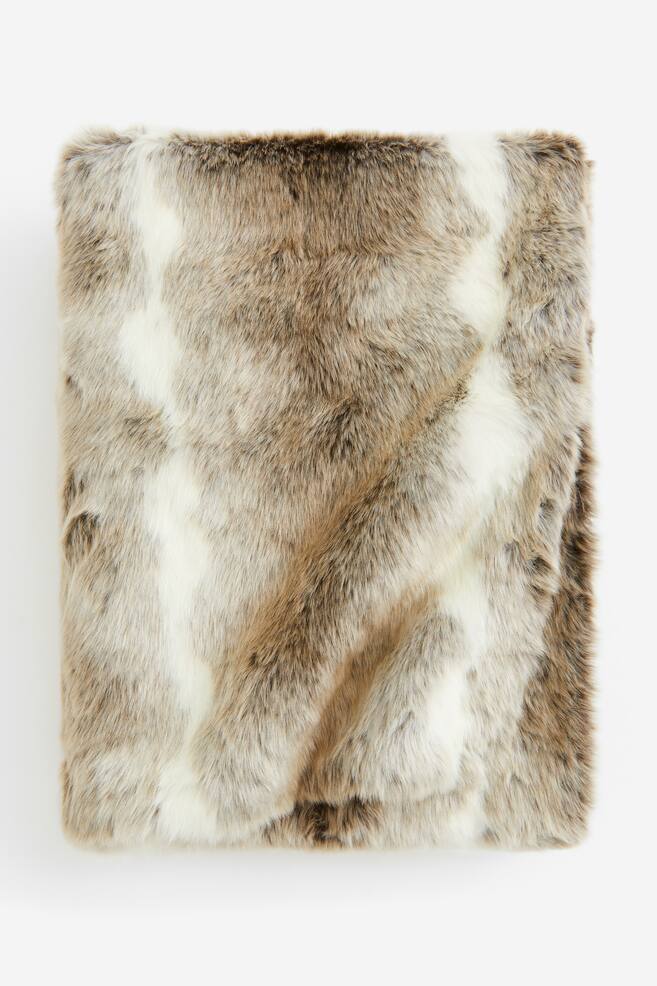 Faux fur blanket - Brown - 1
