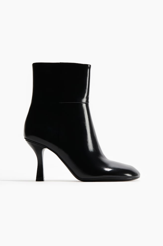 Heeled Ankle Boots - Black - 1