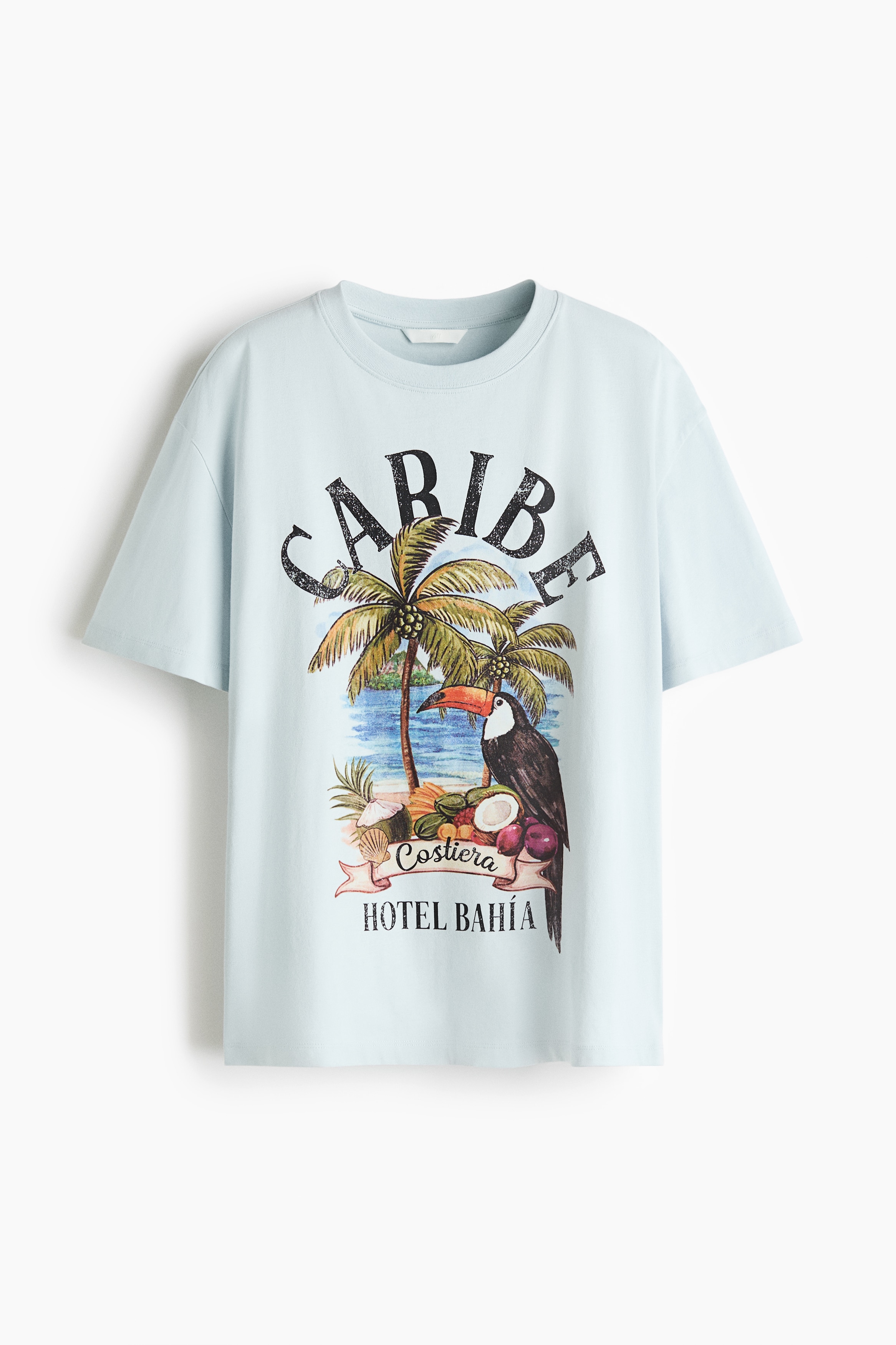 T-shirt imprimé en coton - Bleu ancien clair/Caribe/Crème/Amalfi/Crème/Sol y Sal