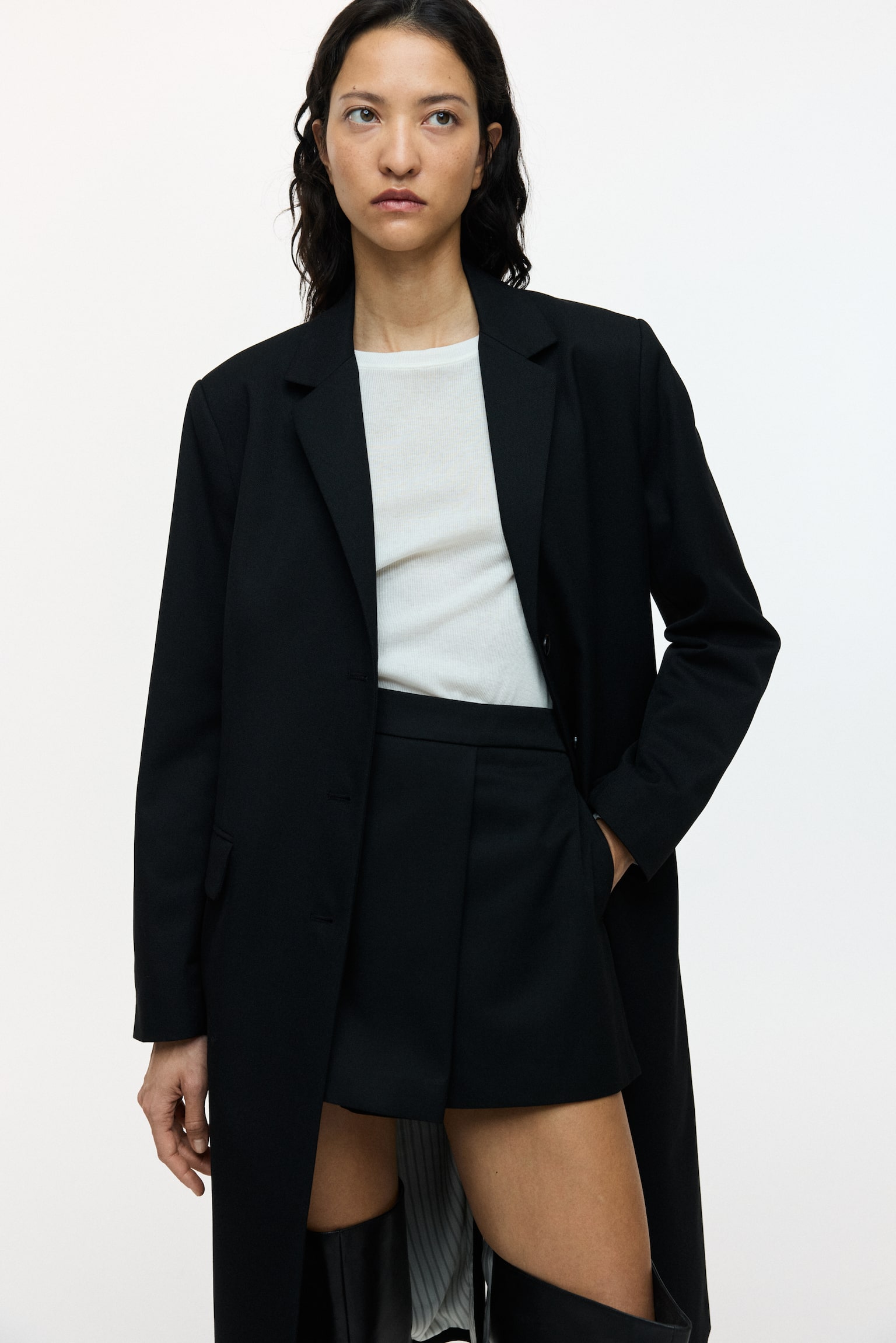 Keprová šortková minisukně - Černá - 3