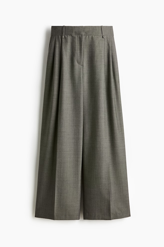 Wool-blend tailored trousers - Grey/Dark grey marl - 1