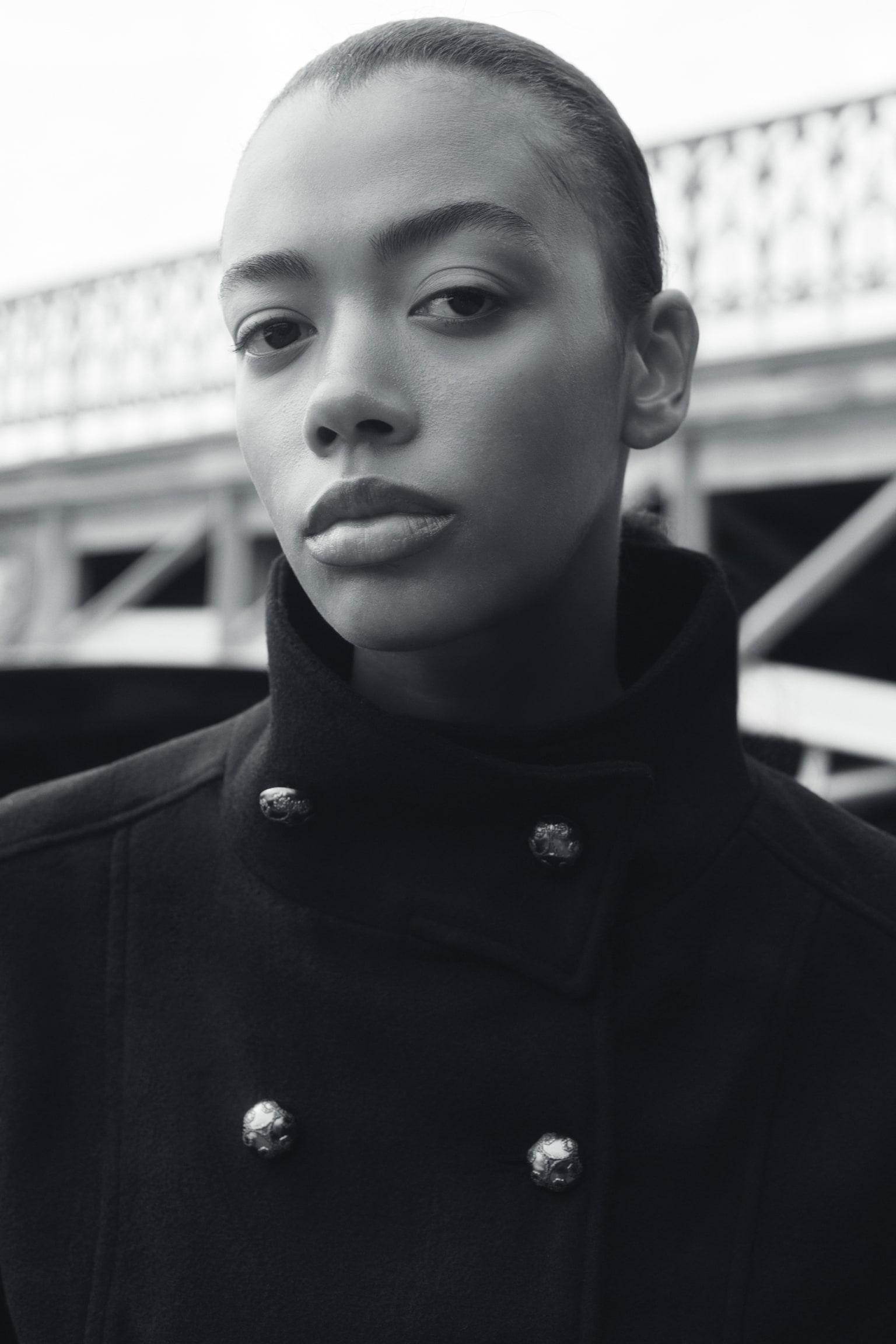 Женская куртка H&M Double-Breasted Funnel-Collar, цвет: Тёмно-синий — фото 4