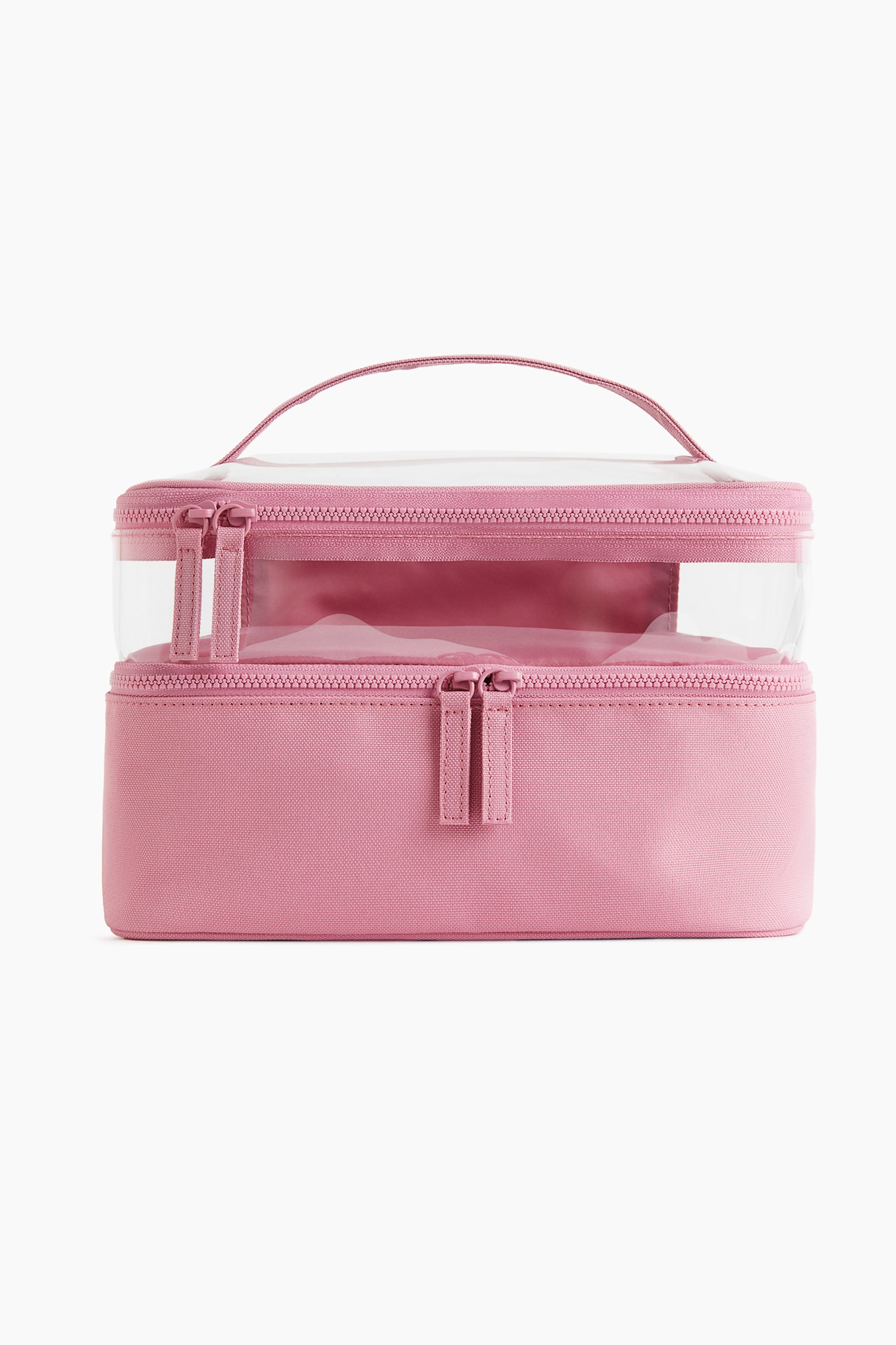 Large two-tiered wash bag - Pink/Transparent - 1