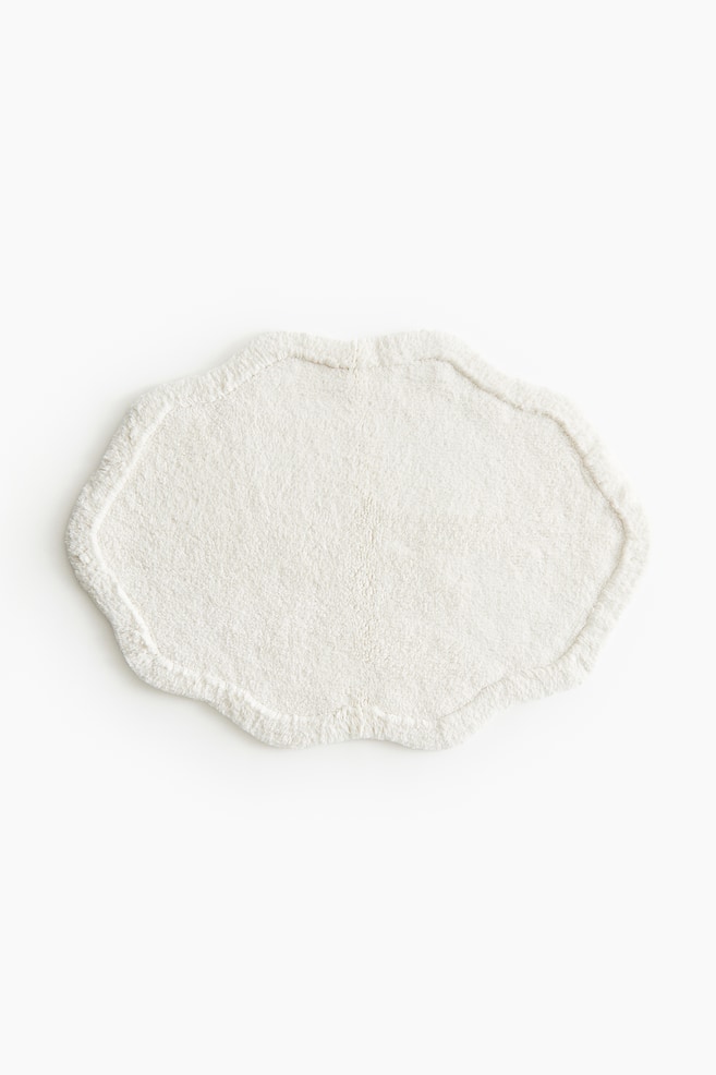Tapis de bain en coton tufté - Blanc/Marron/Rouge prune foncé/Bleu ancien - 1