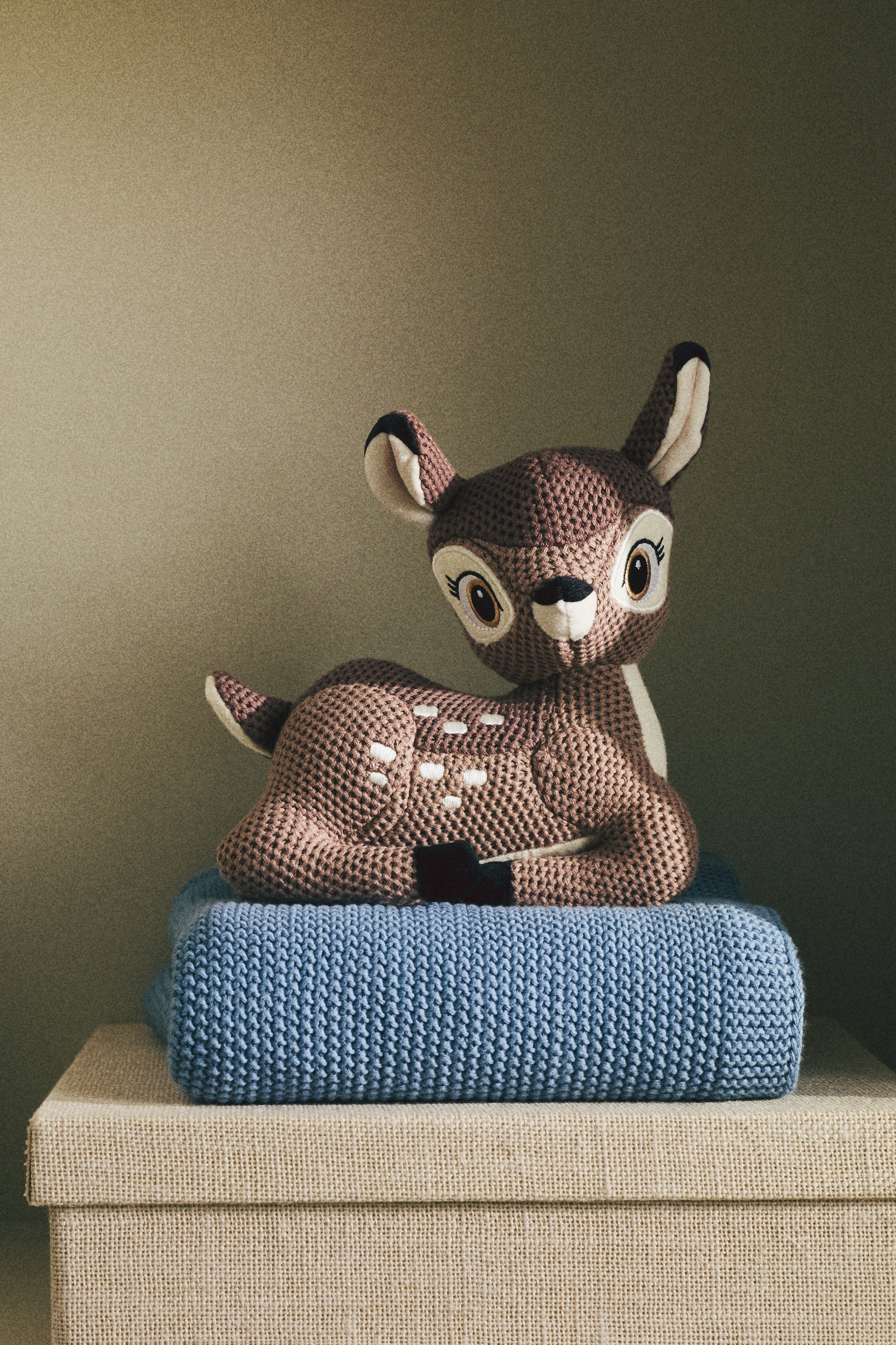 Perlestrikket babyteppe i bomull - Blå/Lys beige/Lys grønn/Lys kakigrønn