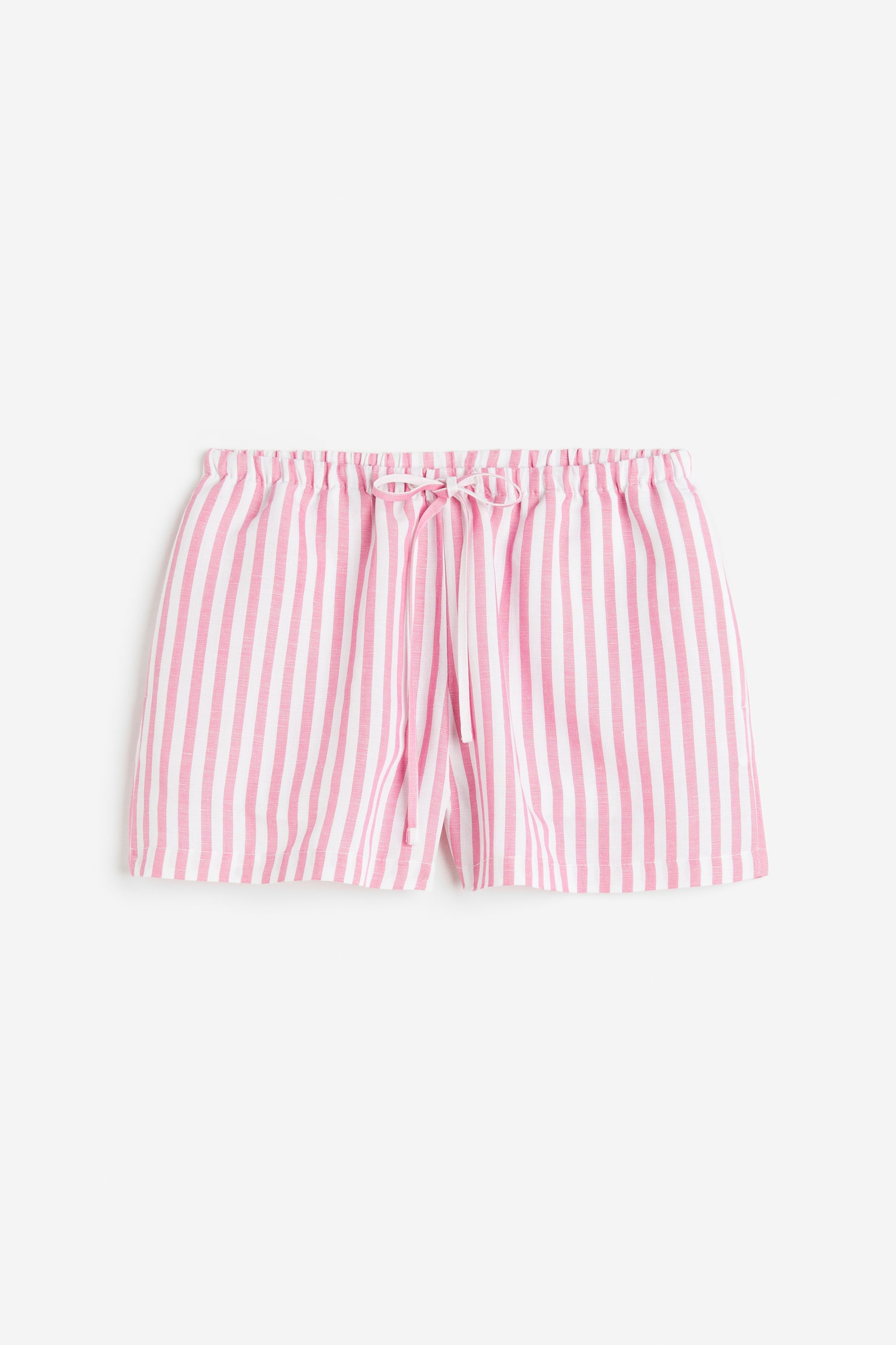 Linen-blend shorts - Pink/Striped - 1