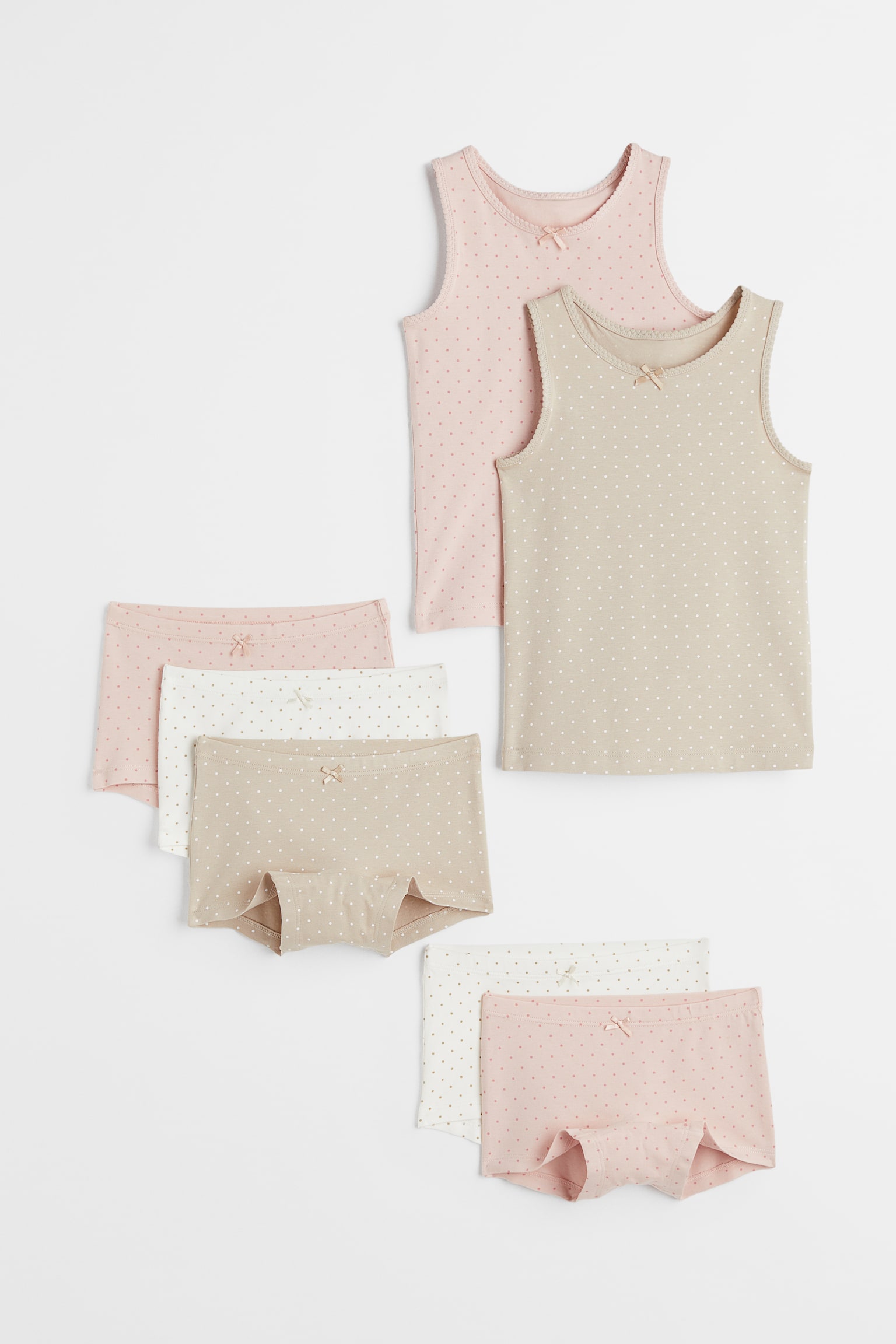 7-piece Cotton Set - Light beige/Spot - 1