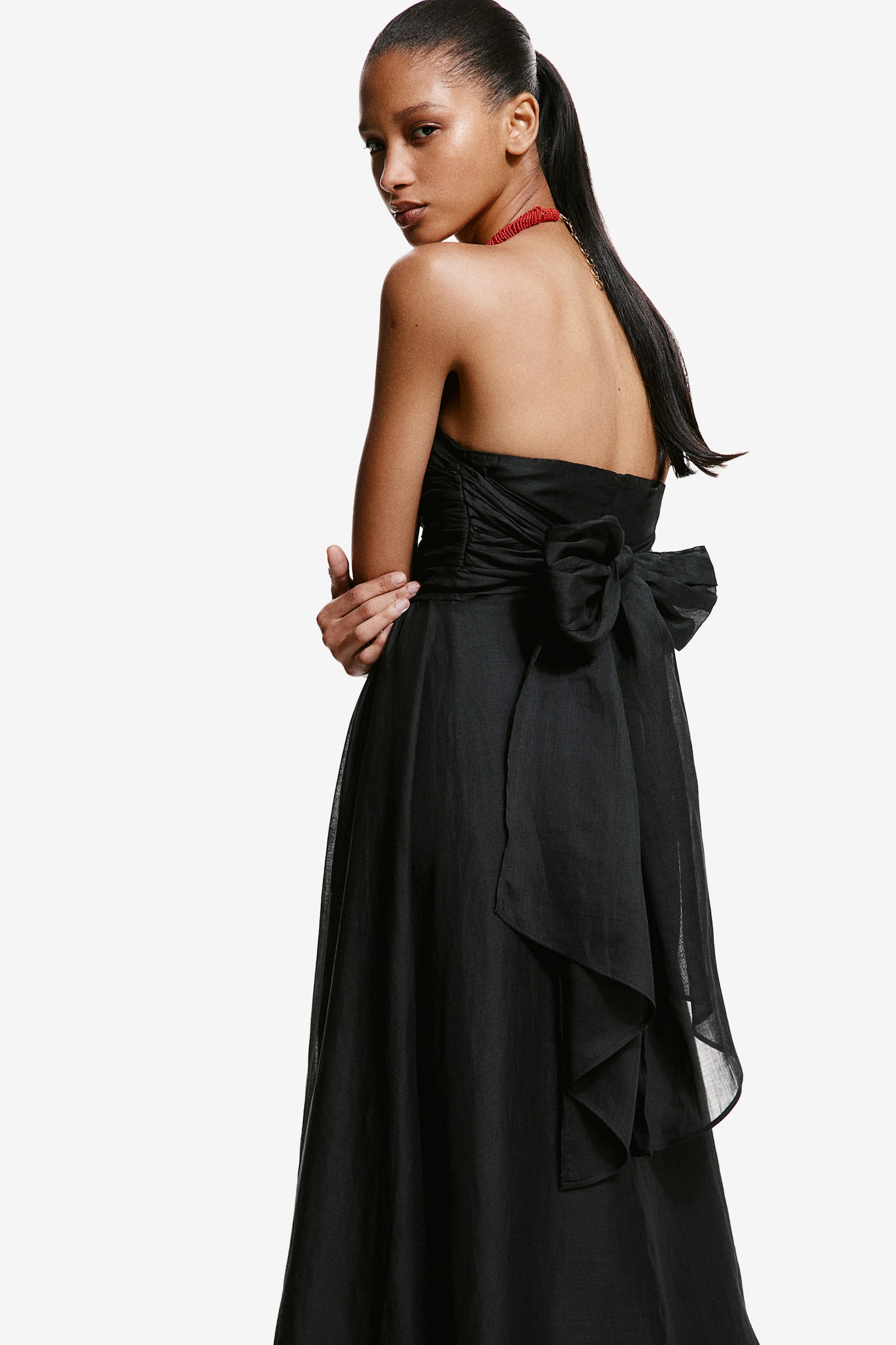 Robe bandeau en ramie - Noir - 9