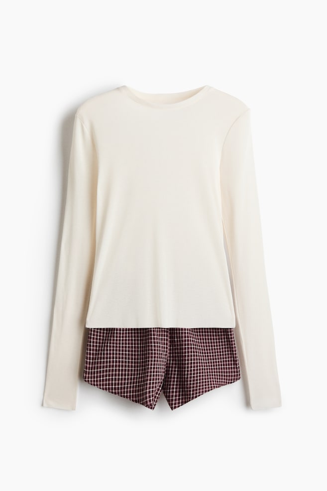 Pijama - Crem/în carouri/Bleumarin/carouri - 1
