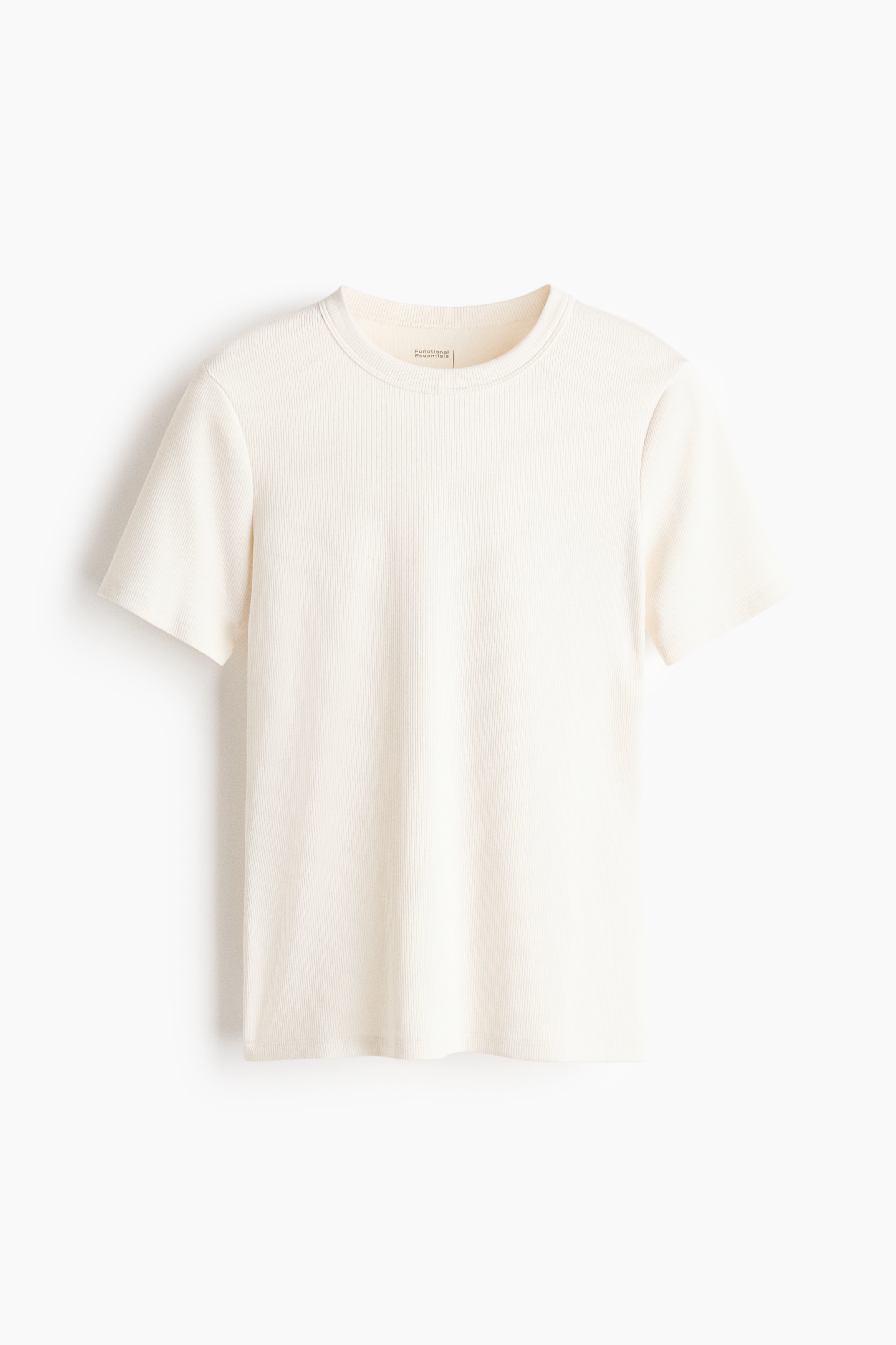 Cooling T-shirt i rib Slim Fit - Creme/Sort