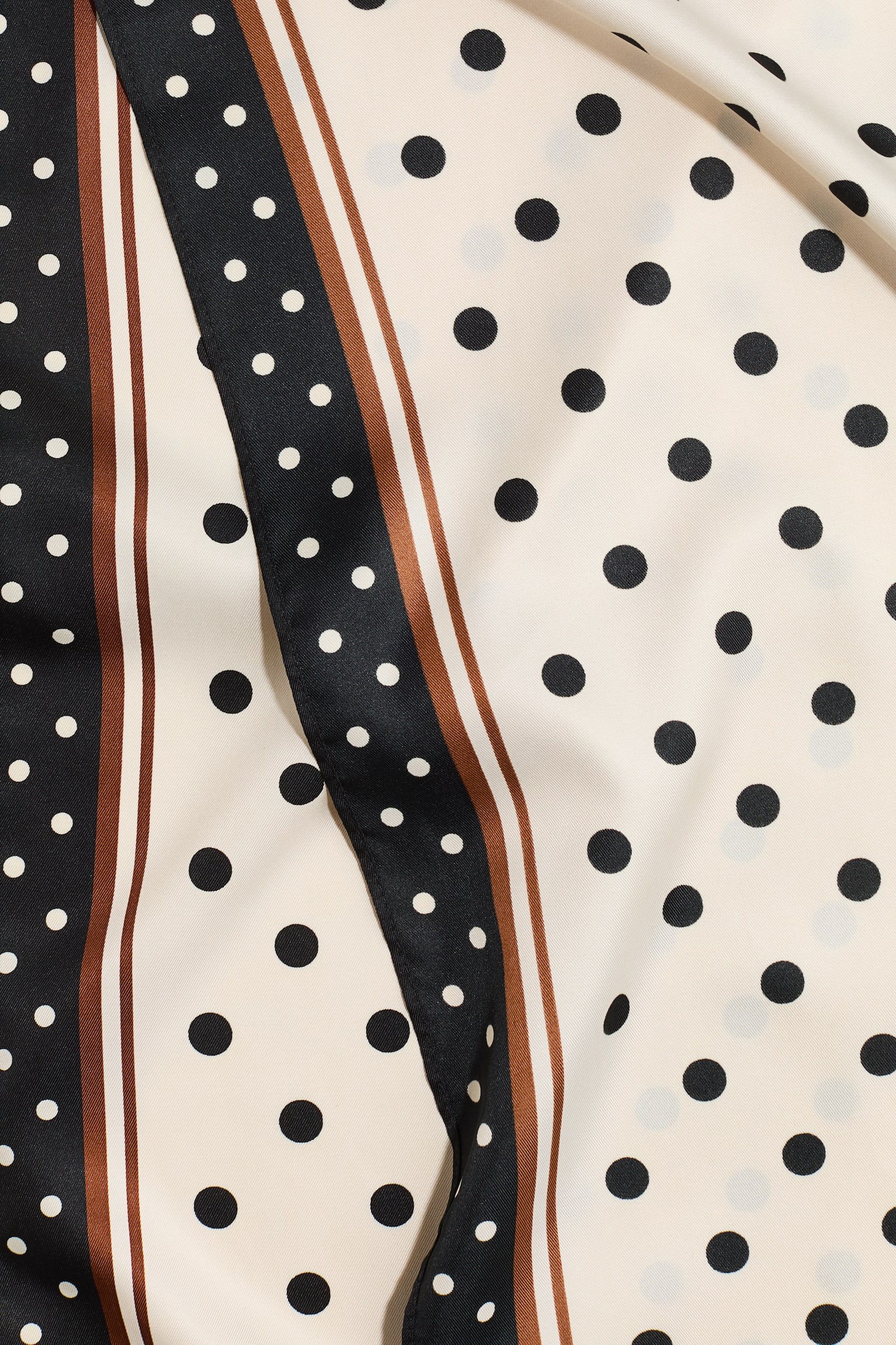 Printed scarf - קרם/נקודות/קרם/דוגמה/כחול נייבי/דוגמה/כחול נייבי/חום דוגמה - 3