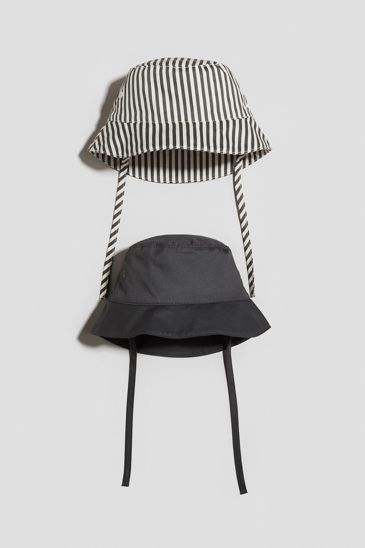 2-pack cotton sun hats - Dark gray/striped - Kids | H&M PH