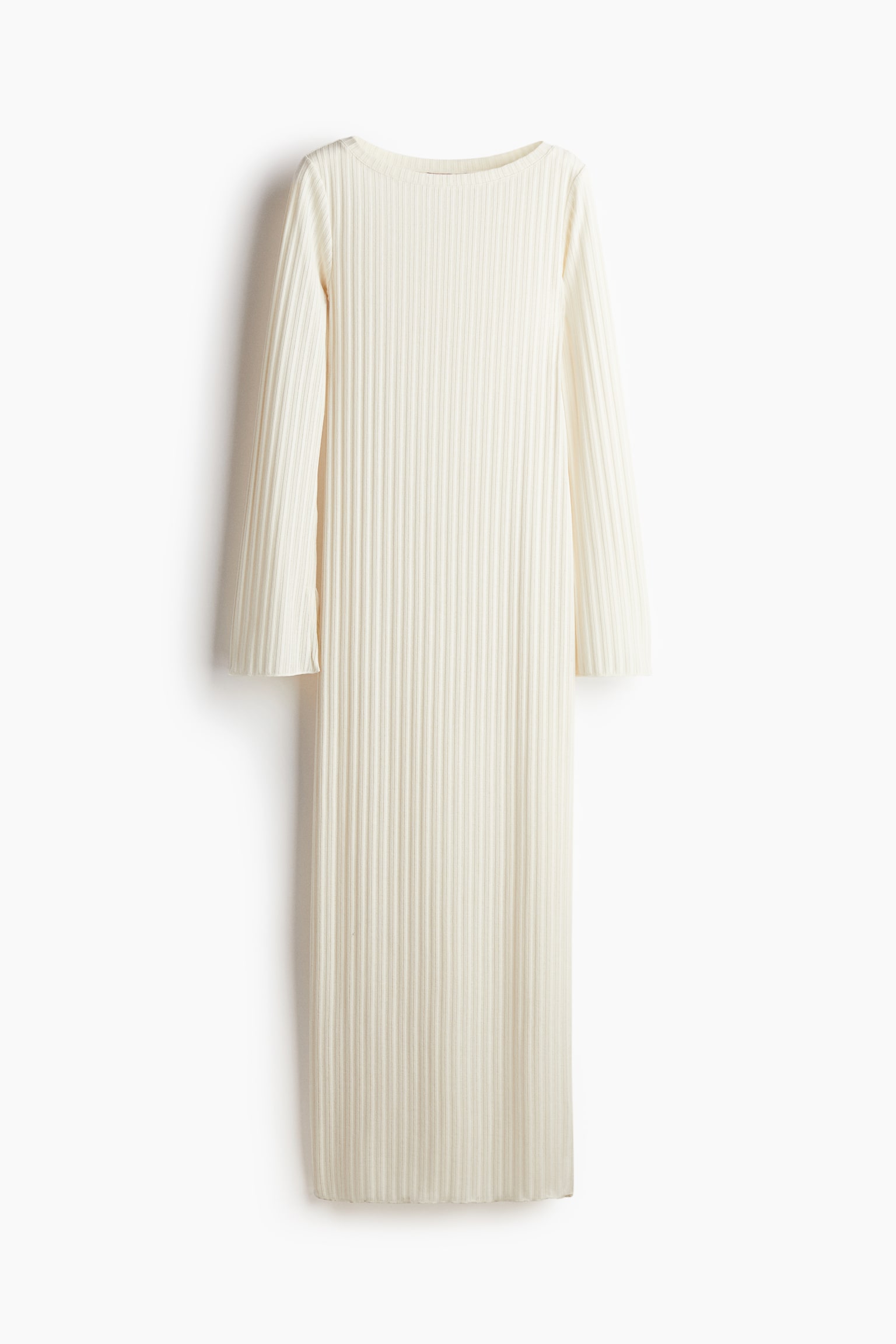 Rib-knit dress - Cream/Black - 1