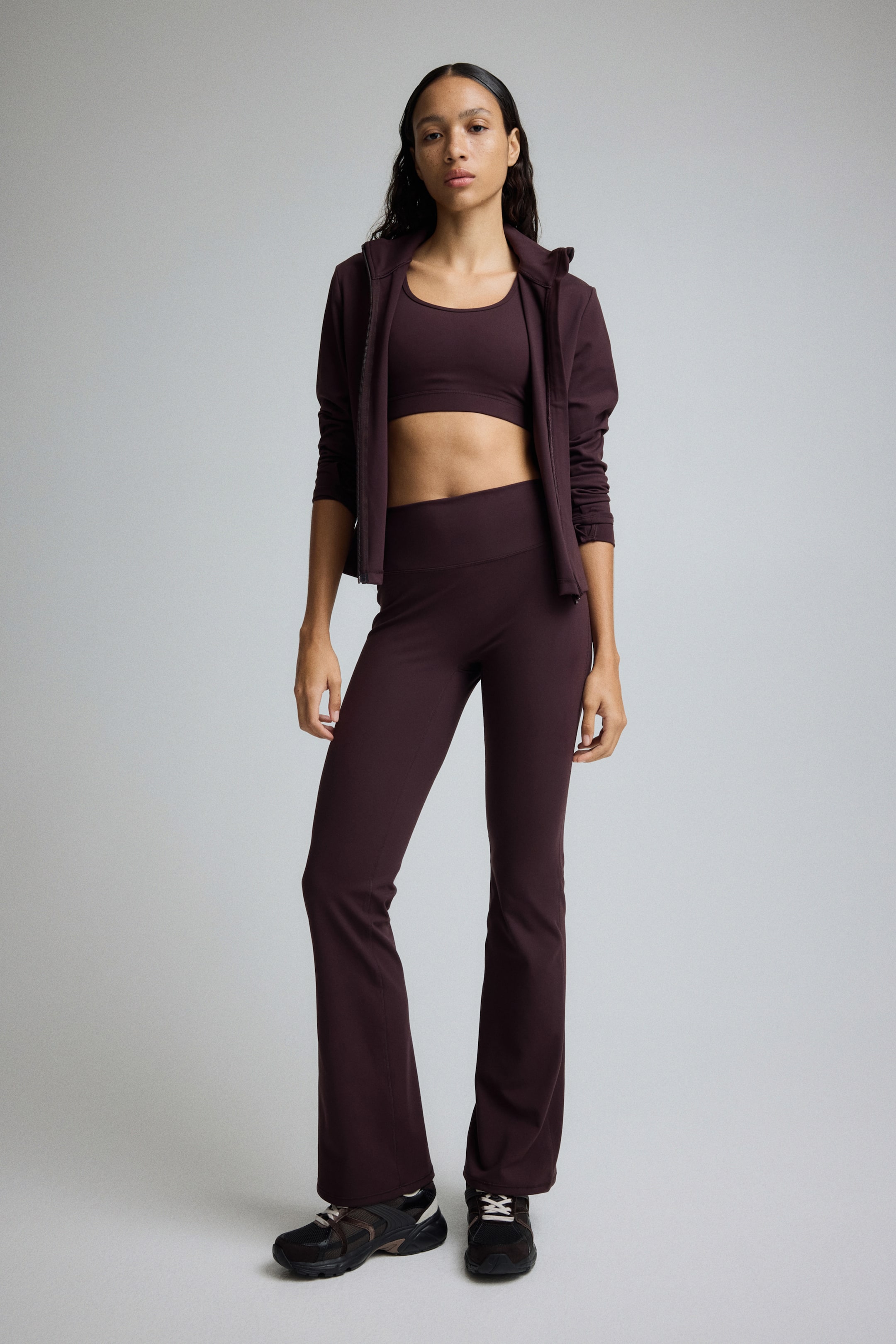 View larger image: Flared Sports Leggings with SoftMove™ - Chocolate plum - Ladies | H&M US 1