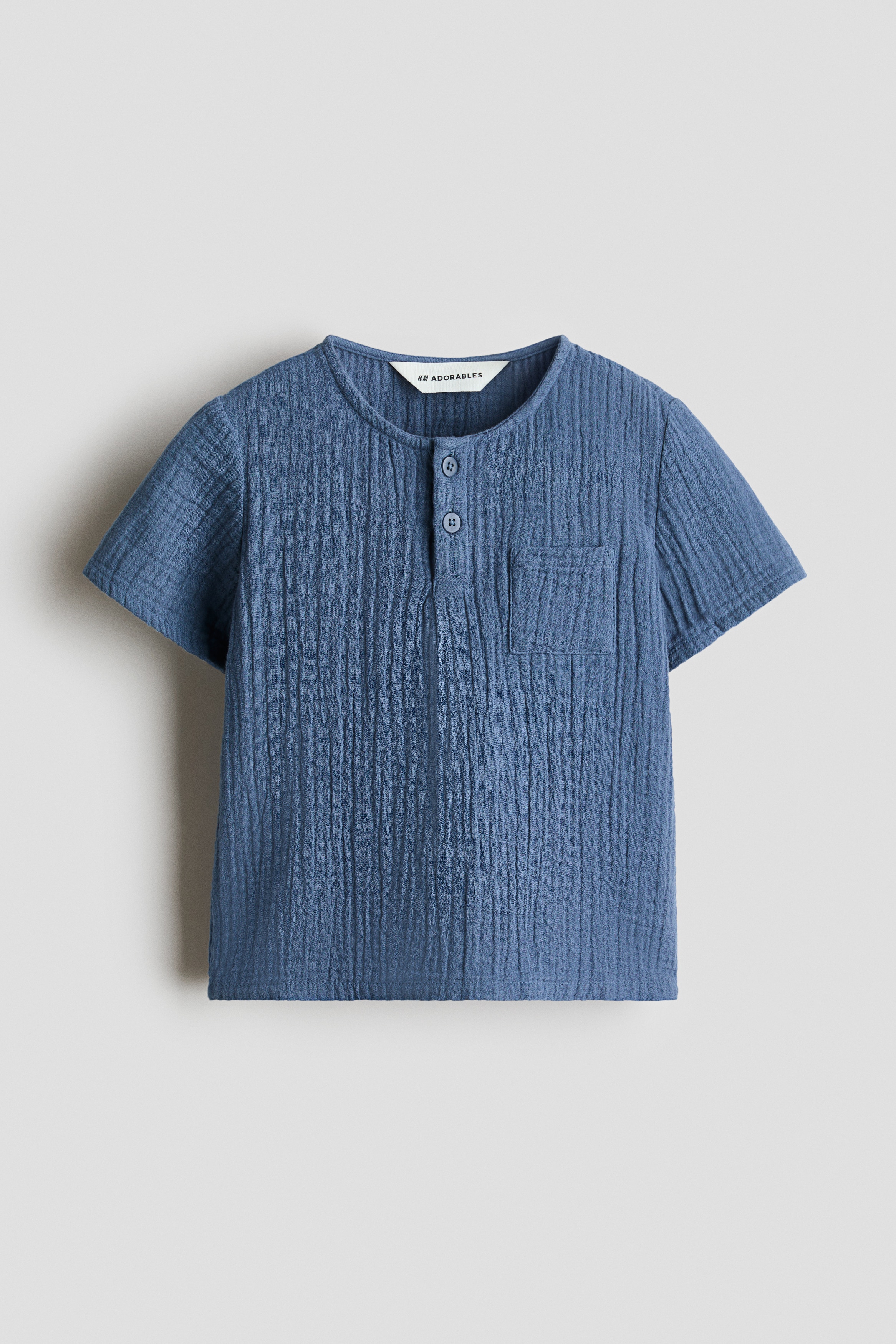 Henleyshirt van katoenen mousseline