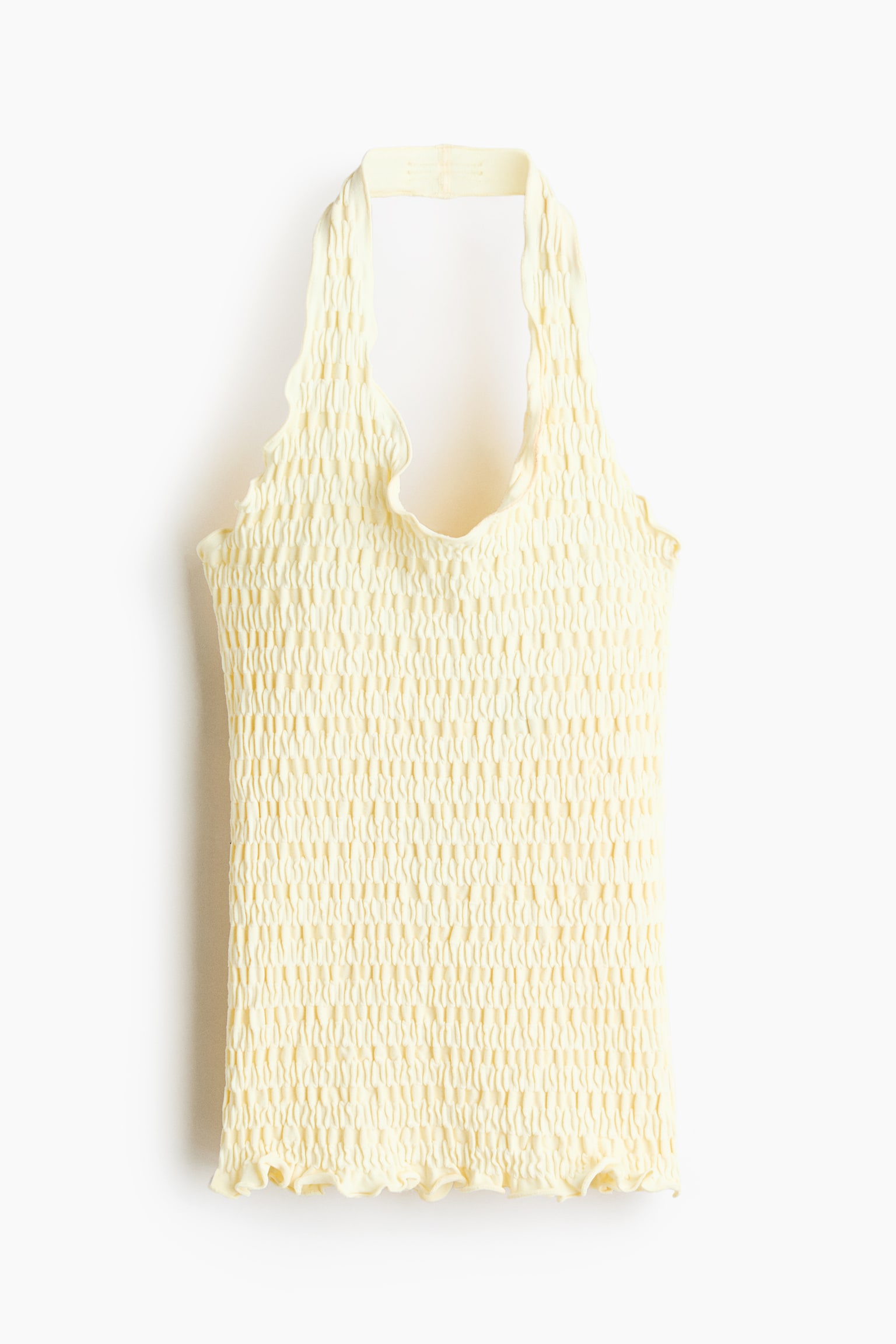 Smocked halterneck top - Light yellow/Light pink - 1