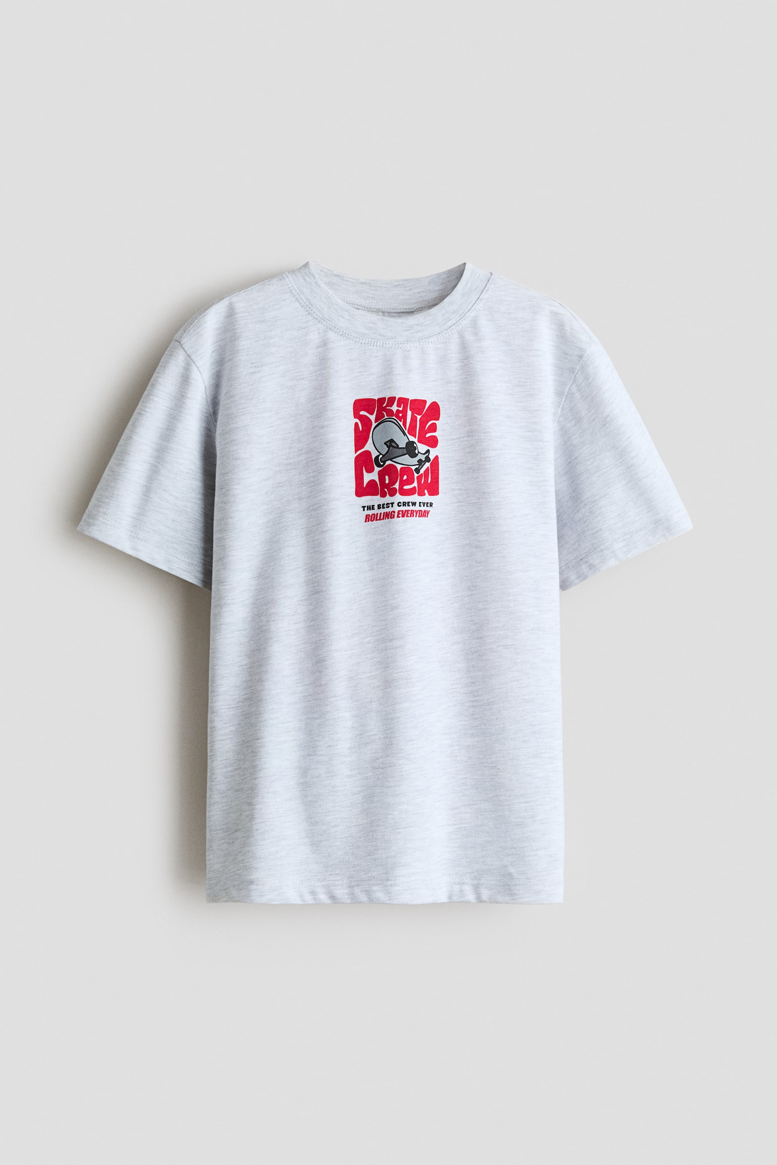 Katoenen T-shirt met print - Light grey marl/Skate Crew/Roomwit/hamburger/Lichtturkoois/Stay chill/Bleekroze/Forever in control