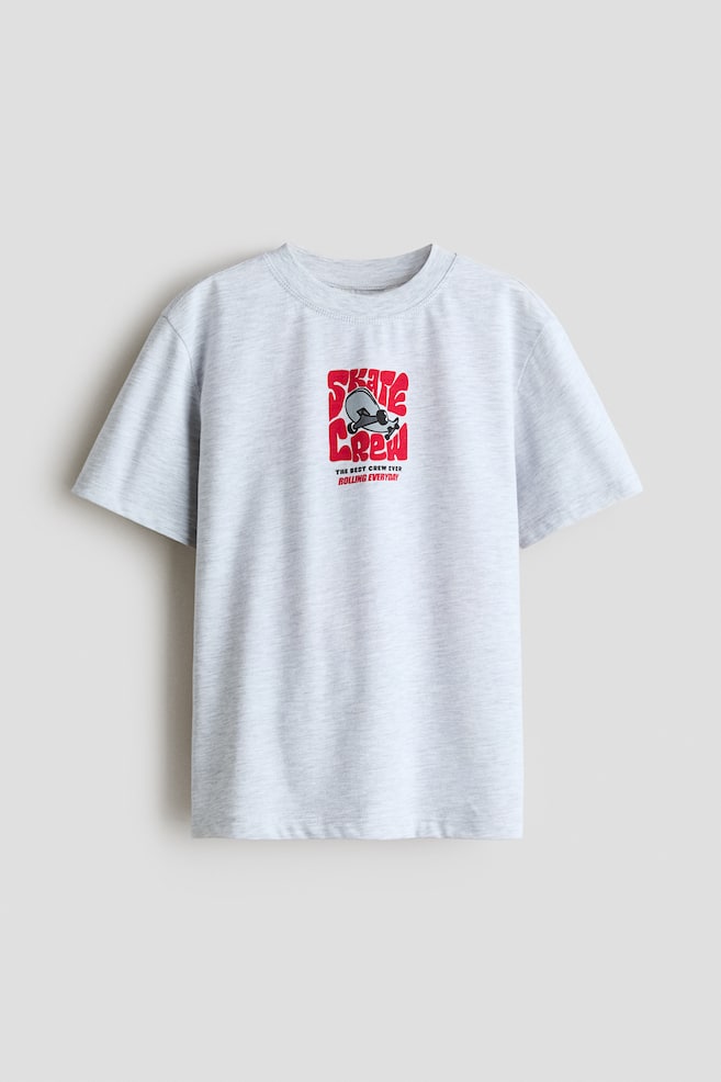 Tricou din bumbac cu imprimeu - Light grey marl/Skate Crew/Crem/burger/Roz-pal/Forever in Control - 1