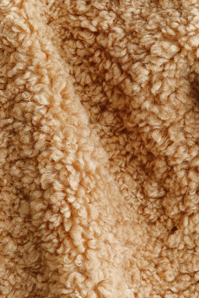 Cropped Teddy Fleece Jacket-Dark beige - 4