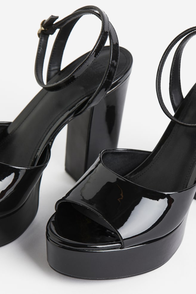 Heeled platform sandals - Black/Burgundy - 6