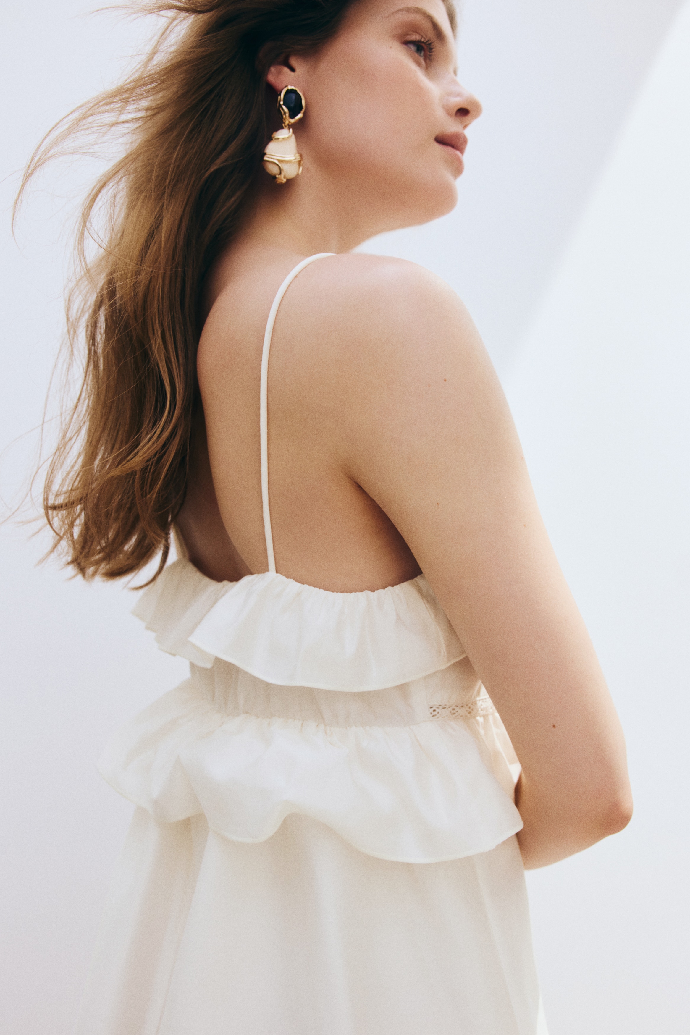 Frill-trimmed strappy dress