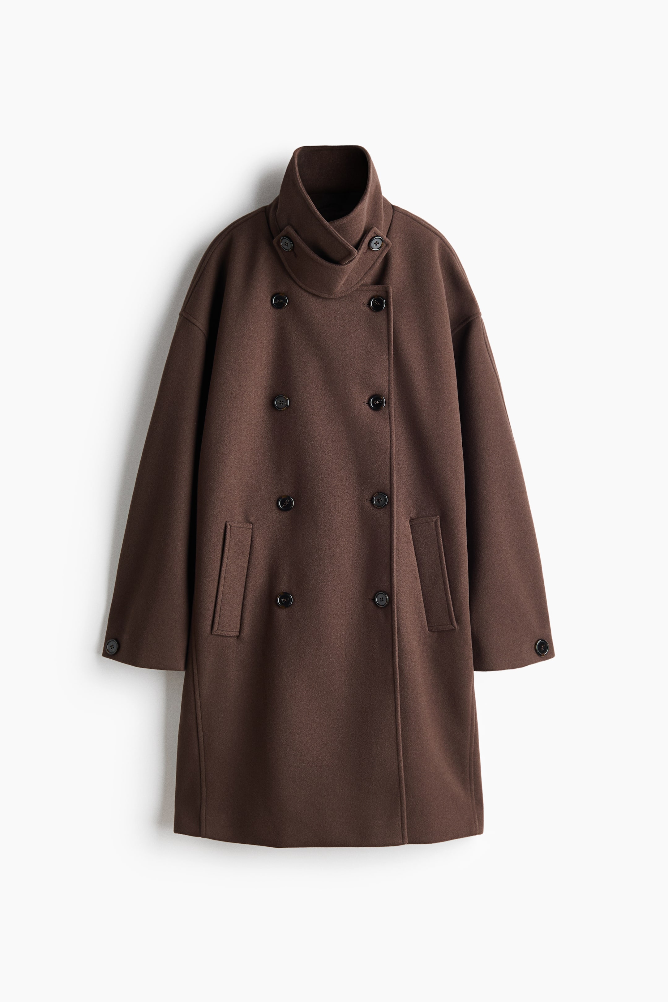 View larger image: Double-breasted coat - Dark mole - Ladies | H&M 1