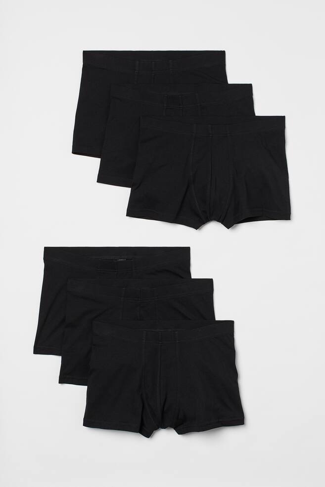 6-pack short cotton trunks - Black - 1
