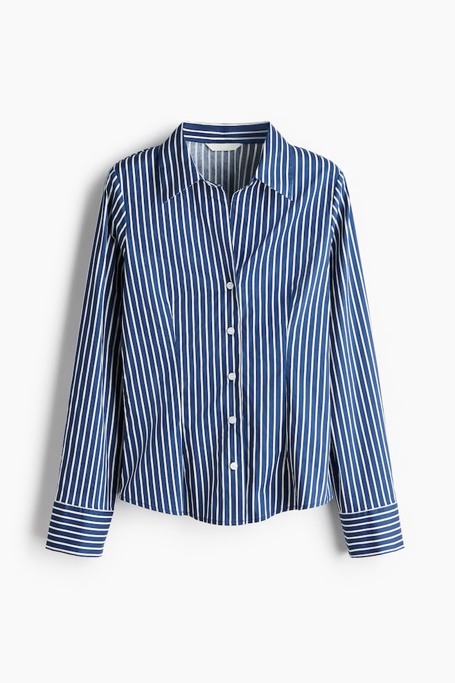 Fitted Shirt - Dark blue/Stripe/White/Black/Light blue/Stripe - 1