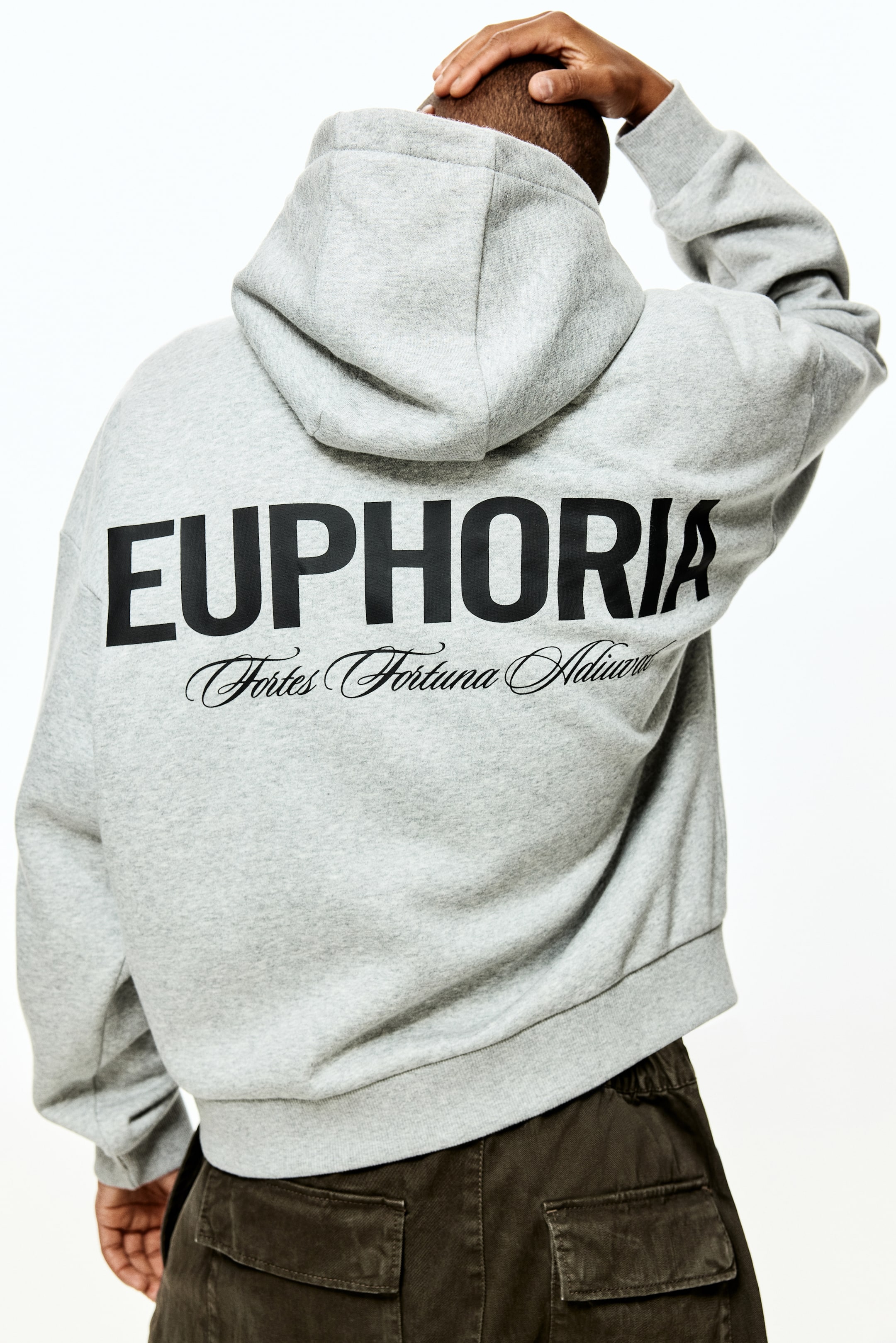 View larger image: Loose Fit Hoodie - Grey marl/Euphoria - Men | H&M GB 4