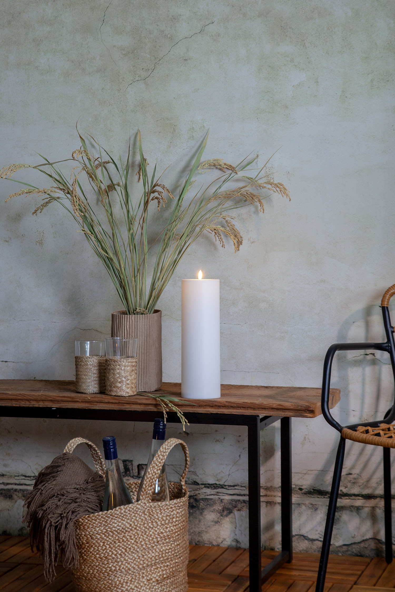 Led-kerze Flamme Rak 32,5 cm - Weiß