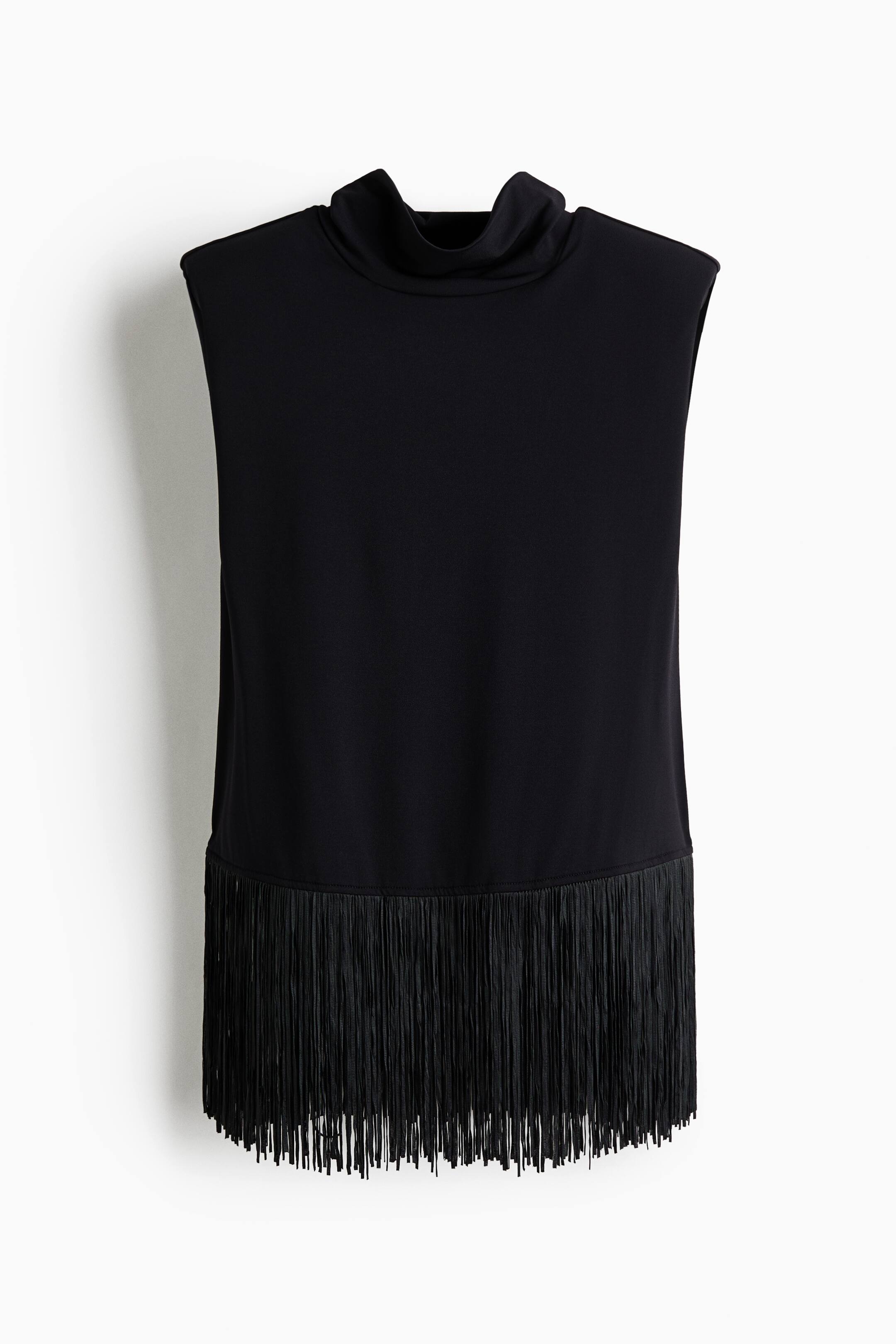 View larger image: Fringed shoulder-pad top - Black - Ladies | H&M 1