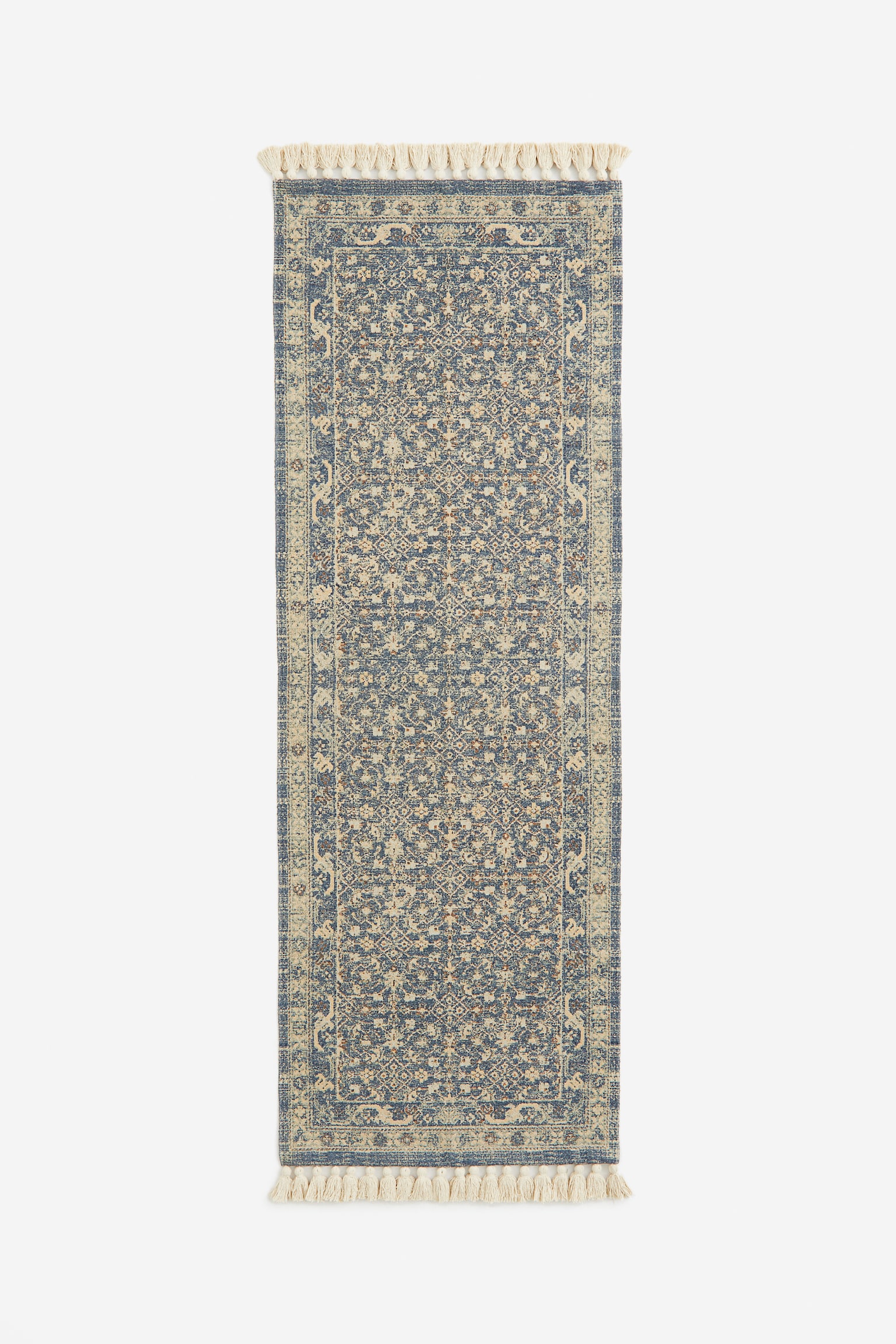 Fringed patterned rug - Blue/Patterned - 1