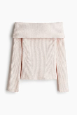 Ribbstickad off shoulder-topp