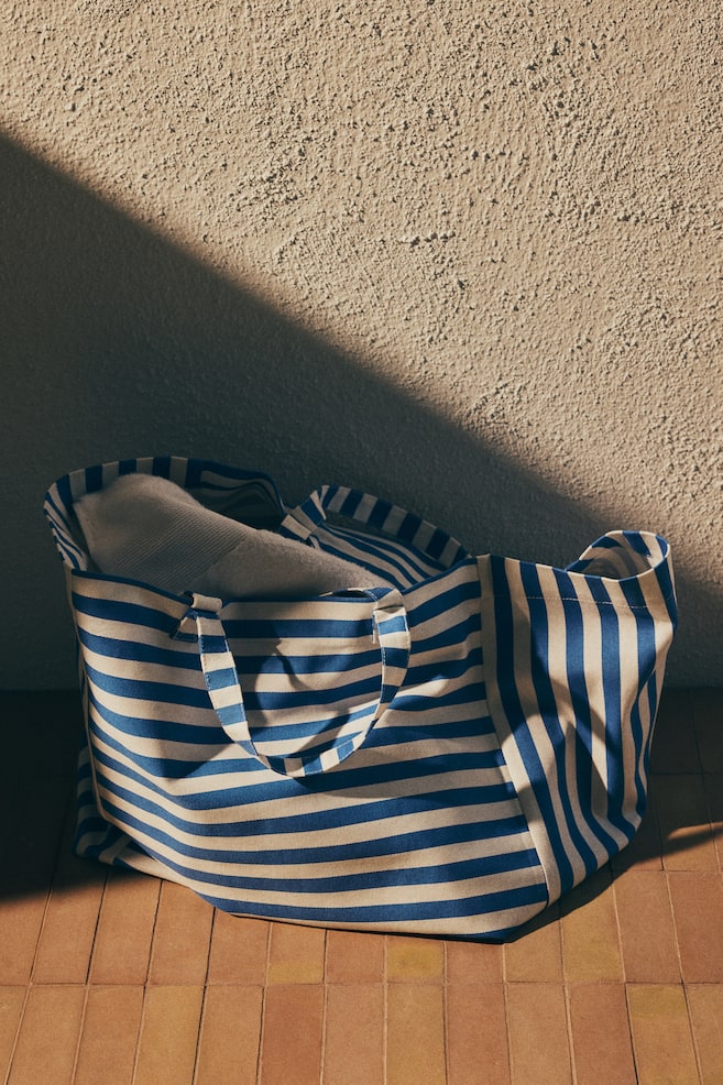 Cotton Canvas Beach bag - Blue/striped/Yellow/striped - 2