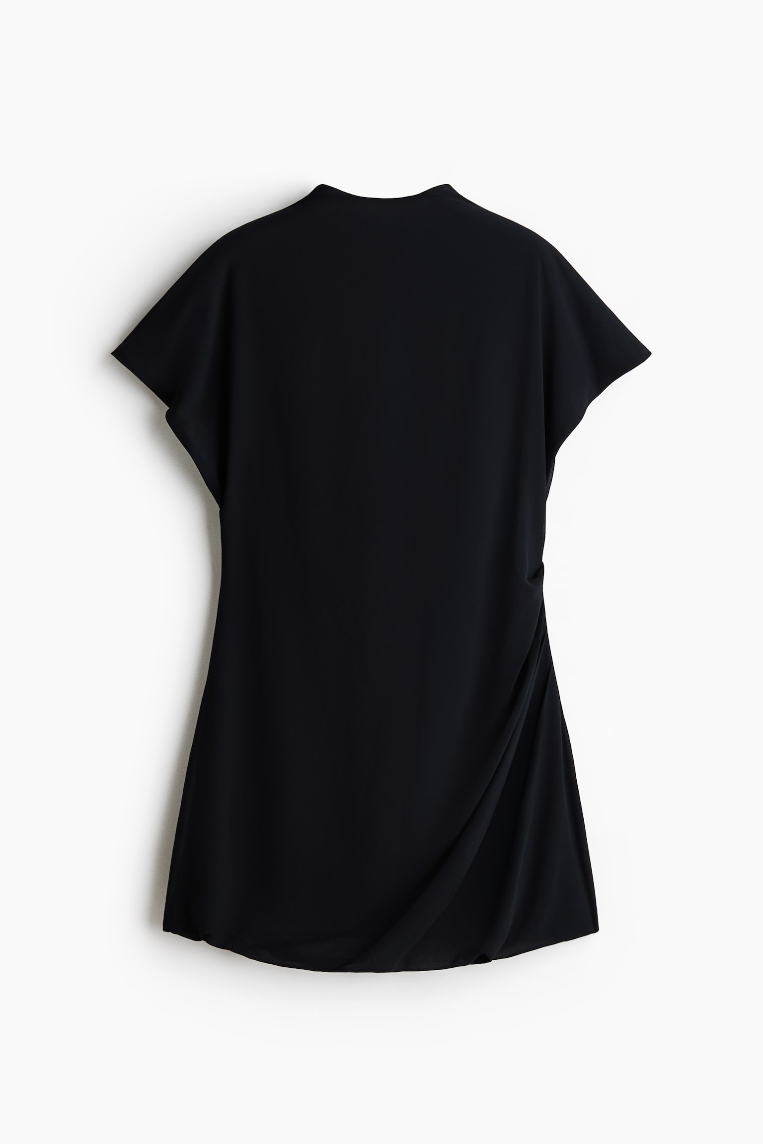 Draped Mock Turtleneck Dress - Black/Brown/leopard print - 1