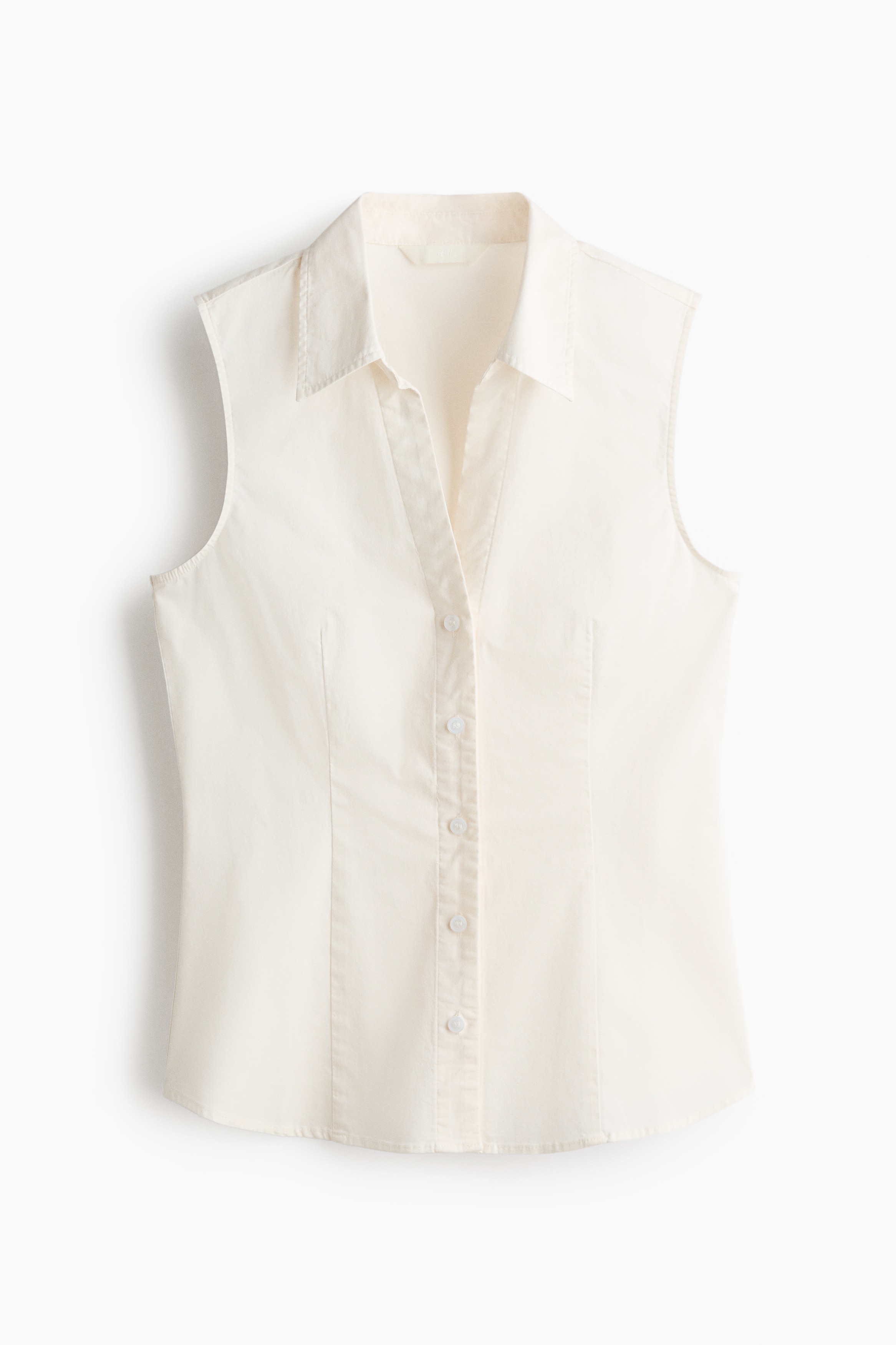 Camisa de algodón sin mangas - Crema/Azul claro