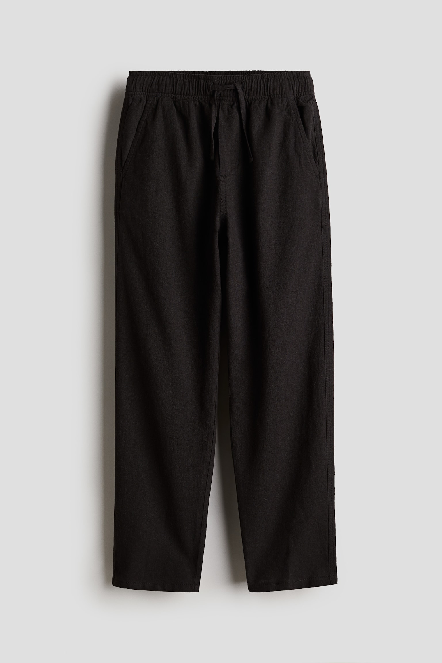 Linen Blend Joggers - Black/Natural white/Ecru - 1